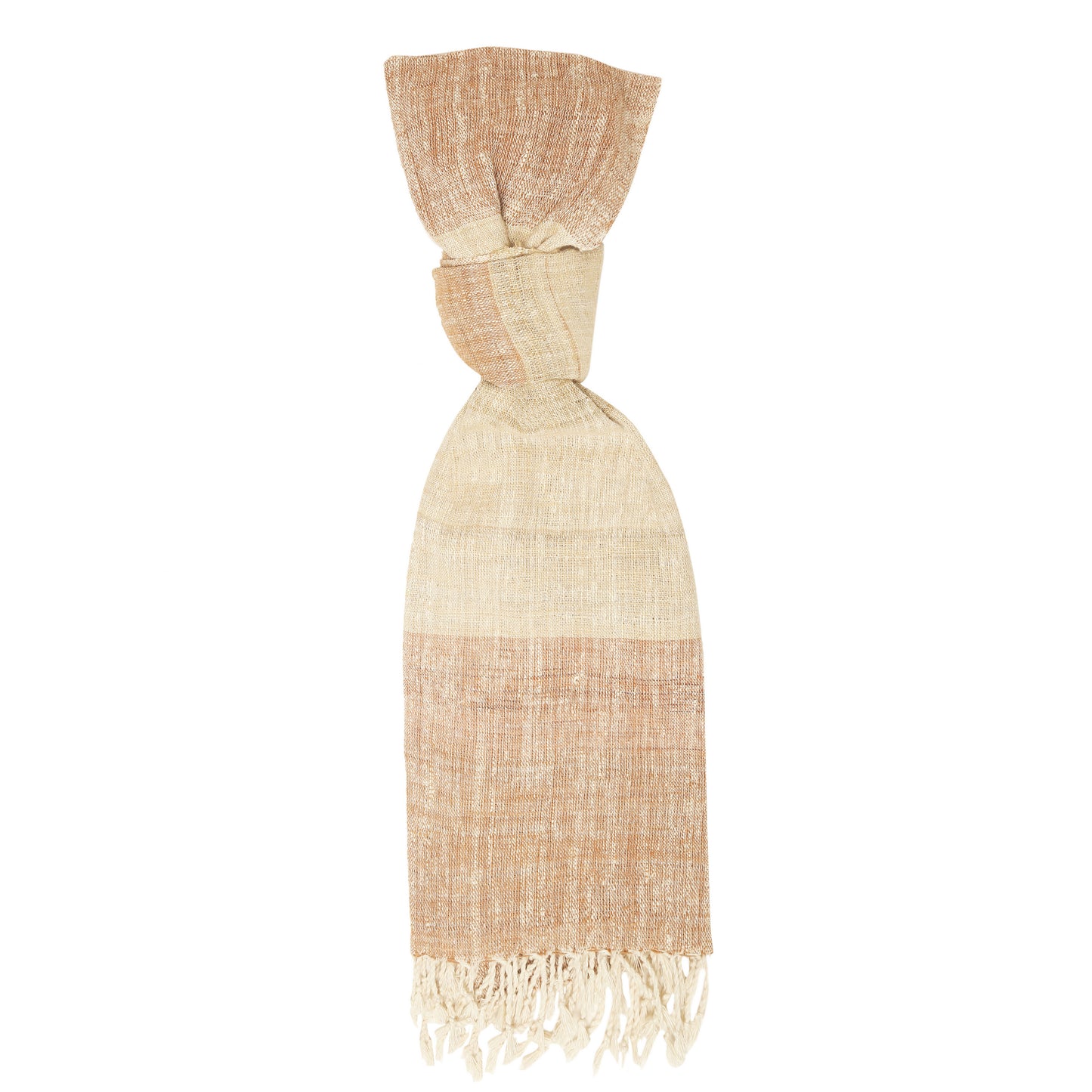 Eri Silk Mocha and Desert Sand Handwoven Natural Dyed Scarf - Silk Scarves Australia