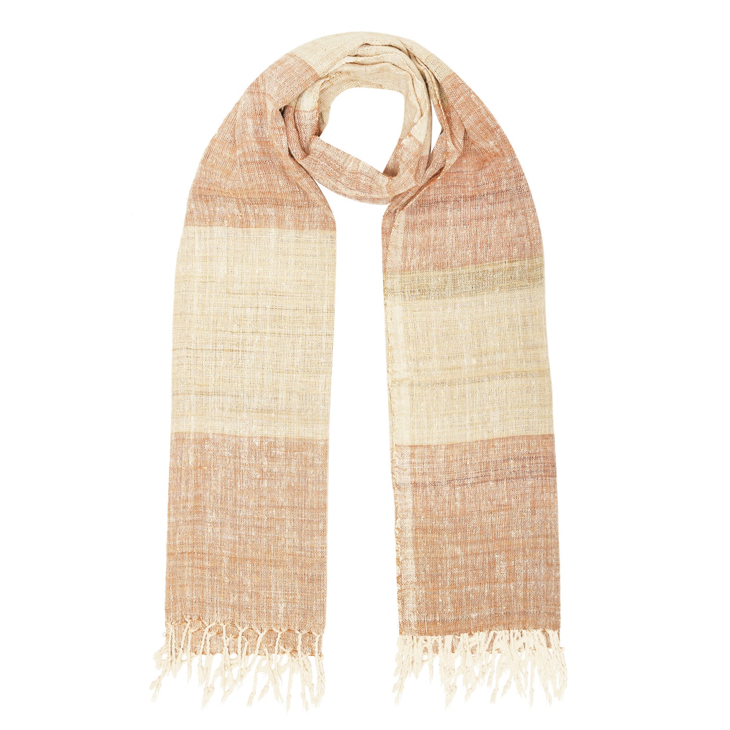 Eri Silk Mocha and Desert Sand Handwoven Natural Dyed Scarf - Silk Scarves Australia