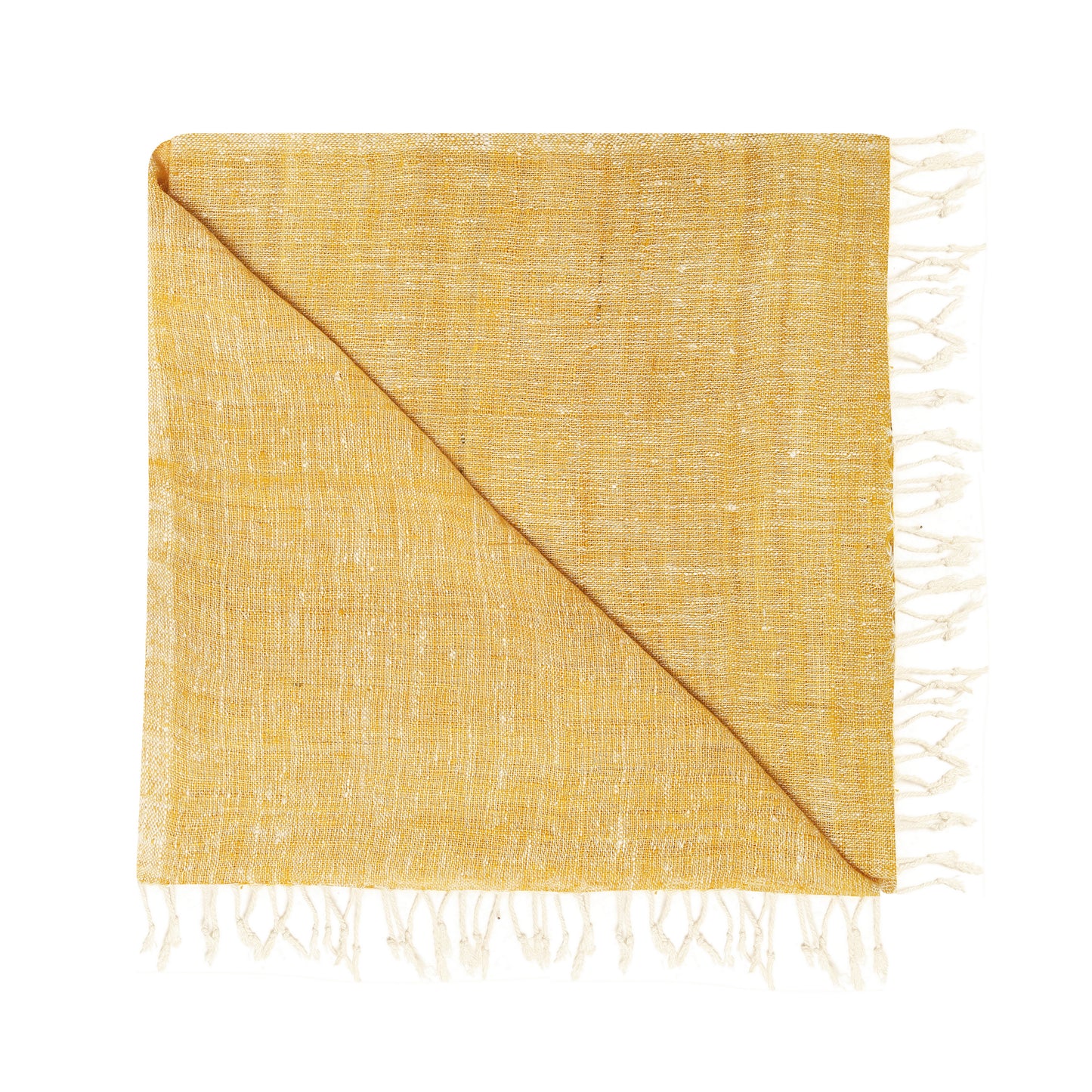 Eri Silk Saffron Mango Handwoven Natural Dyed Scarf - Yellow Silk Scarves