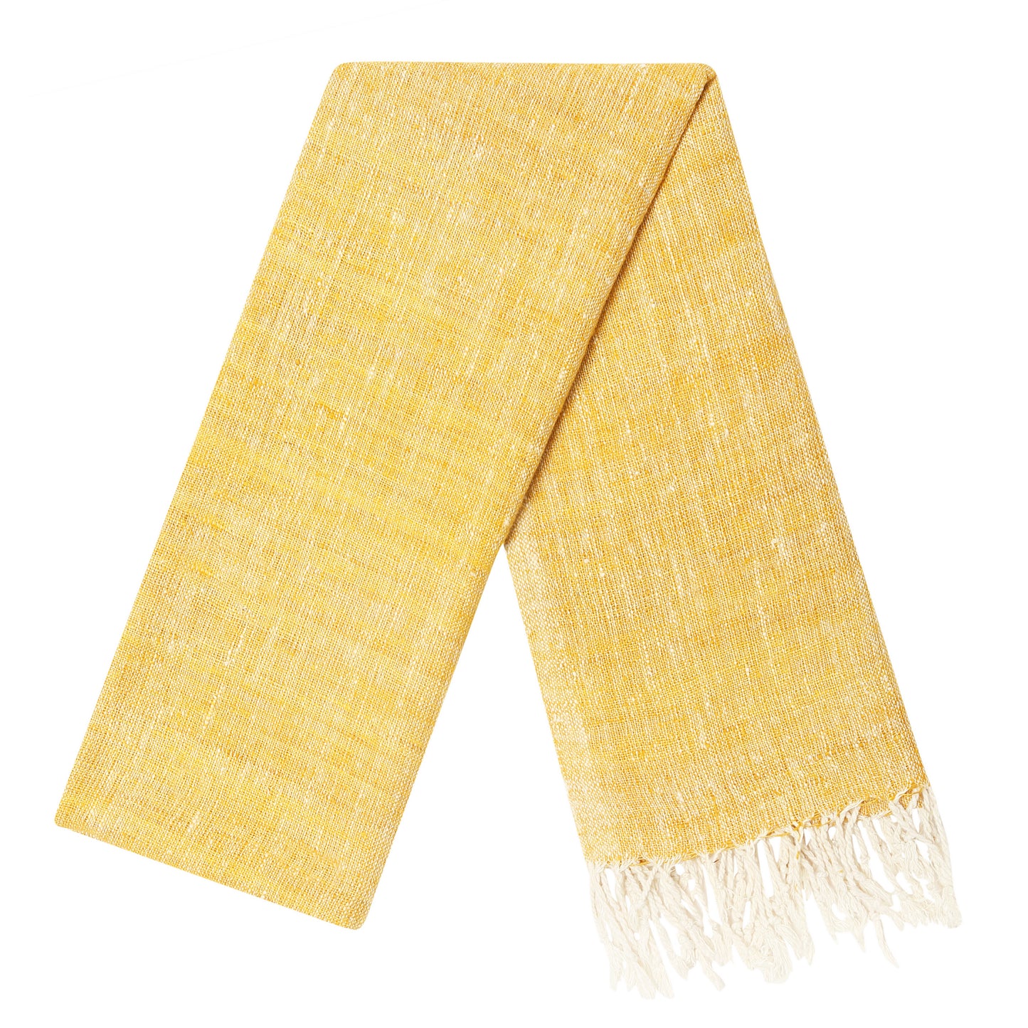 Eri Silk Saffron Mango Handwoven Natural Dyed Scarf - Yellow Silk Scarves