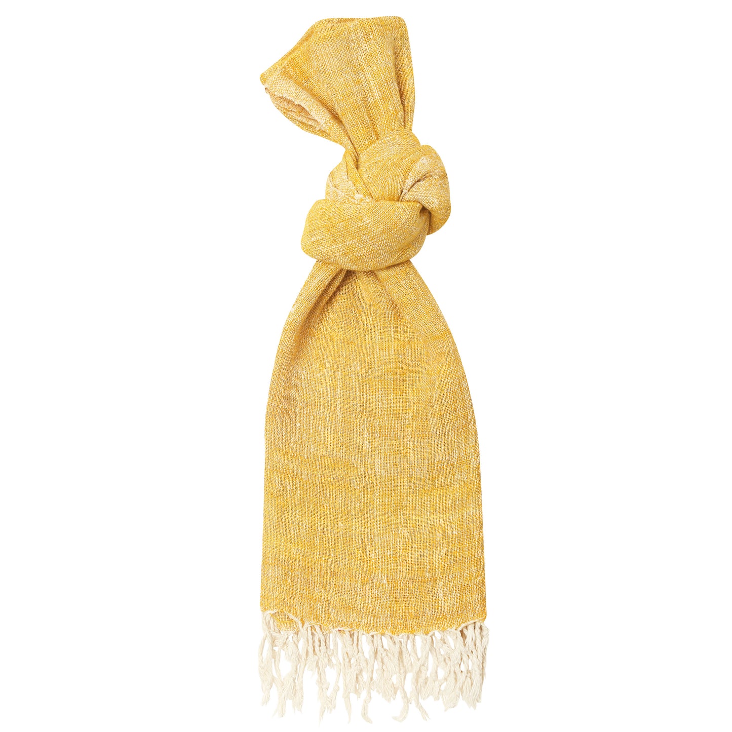 Eri Silk Saffron Mango Handwoven Natural Dyed Scarf - Yellow Silk Scarves