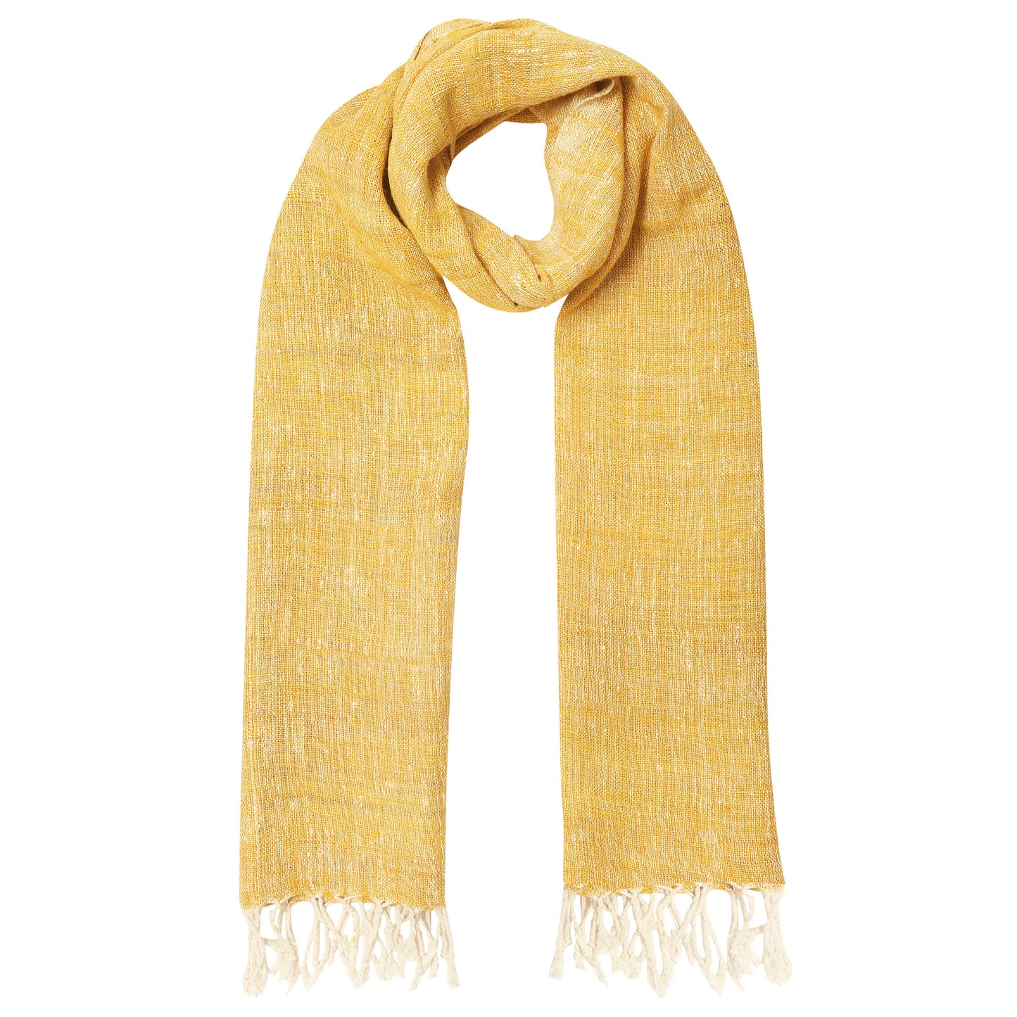 Eri Silk Saffron Mango Handwoven Natural Dyed Scarf - Yellow Silk Scarves