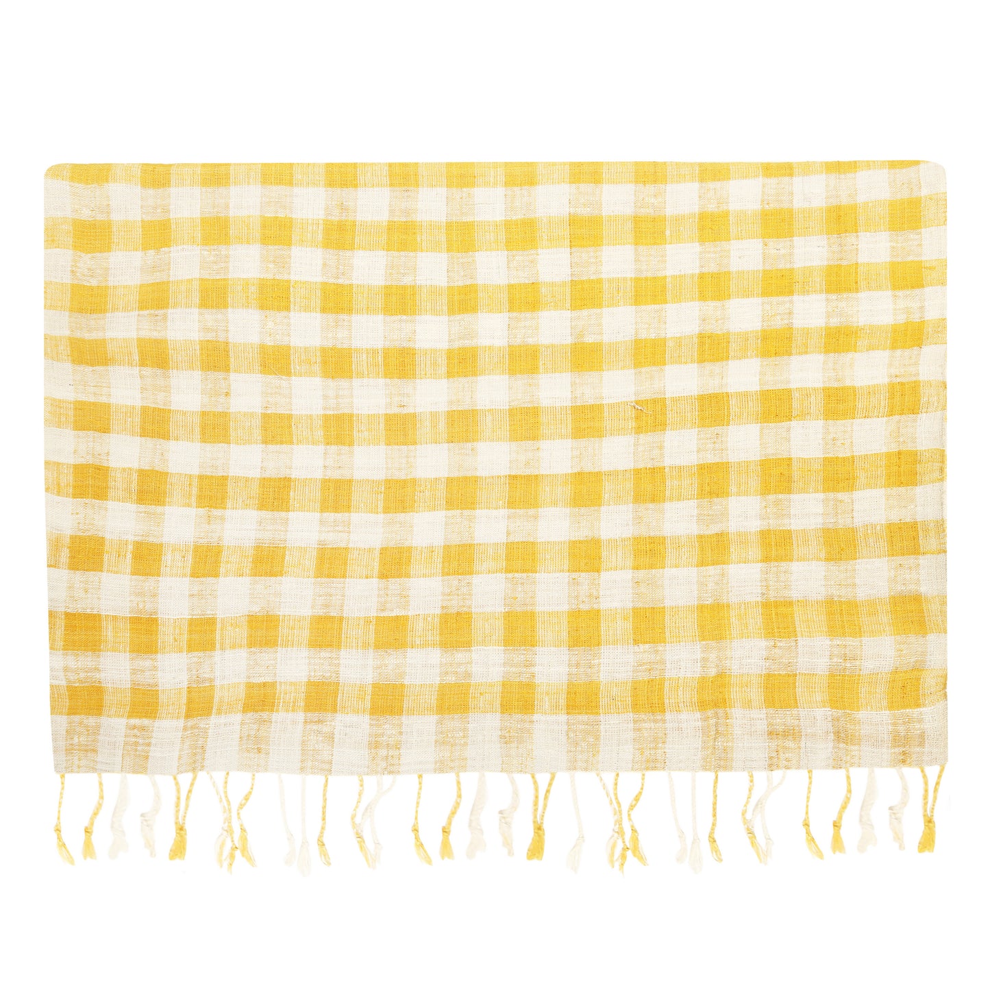 Eri Silk Sunglow and Beige Check Handwoven Natural Dyed Scarf - White Silk Scarves