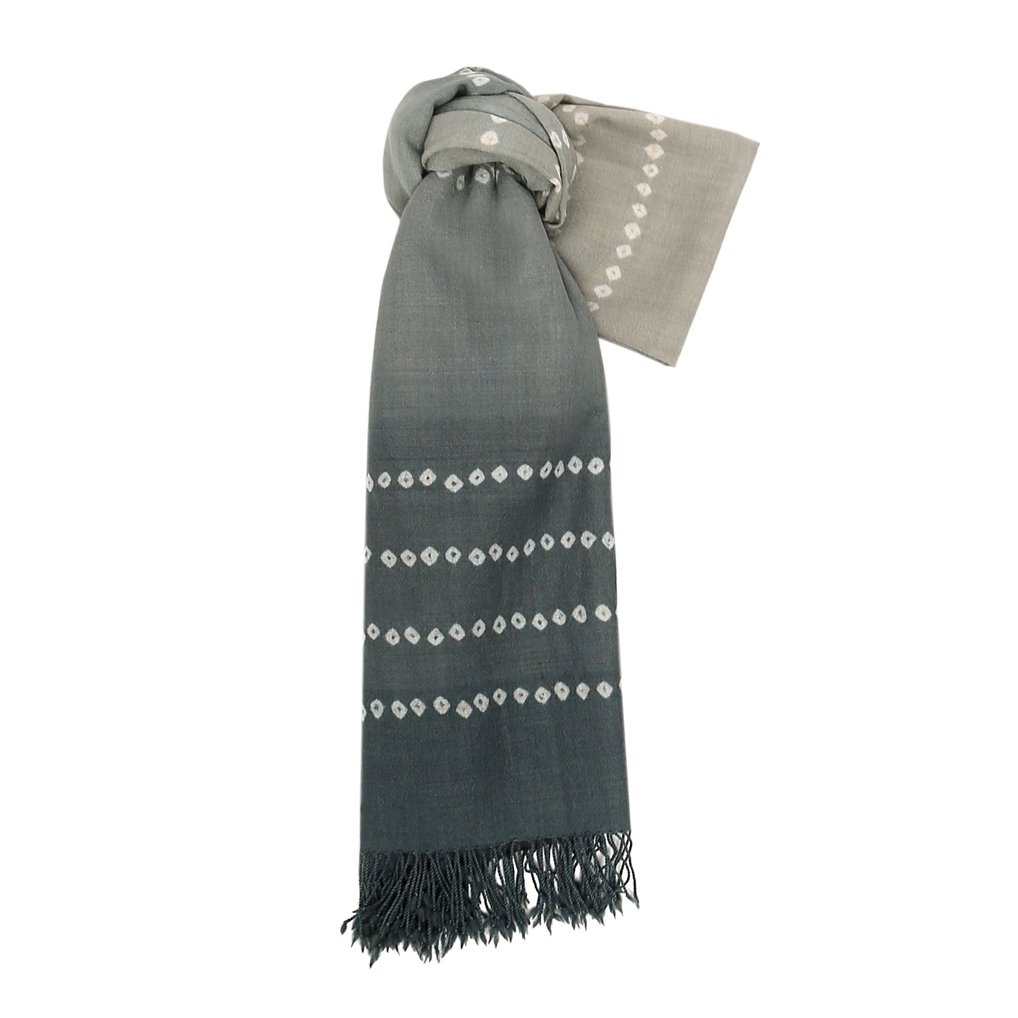 Merino Wool Grey Olive Handwoven Scarf - Merino Wool Scarves Australia