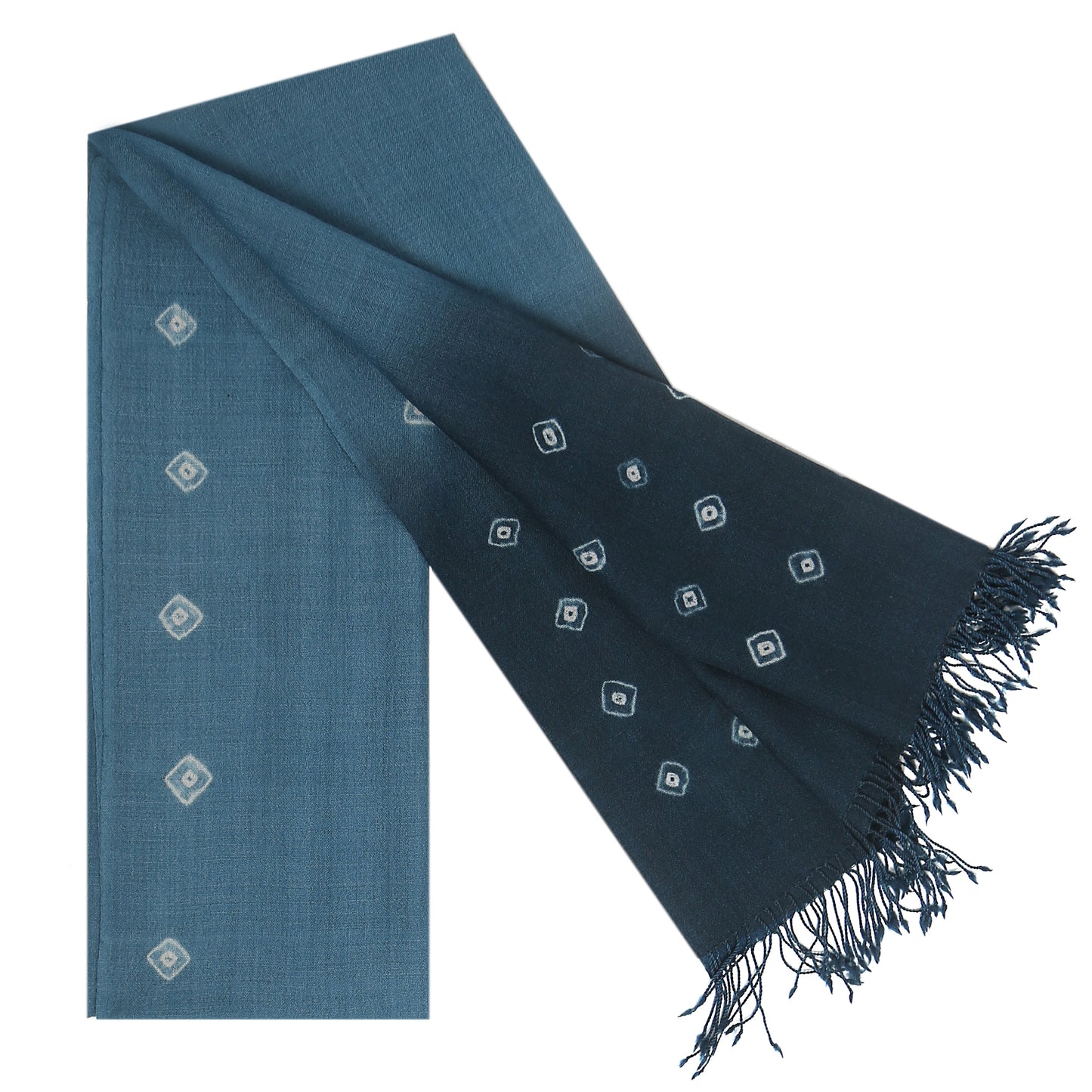 Merino Wool Blue Jay & Timber Green Handwoven Scarf - Merino Wool Scarves Australia