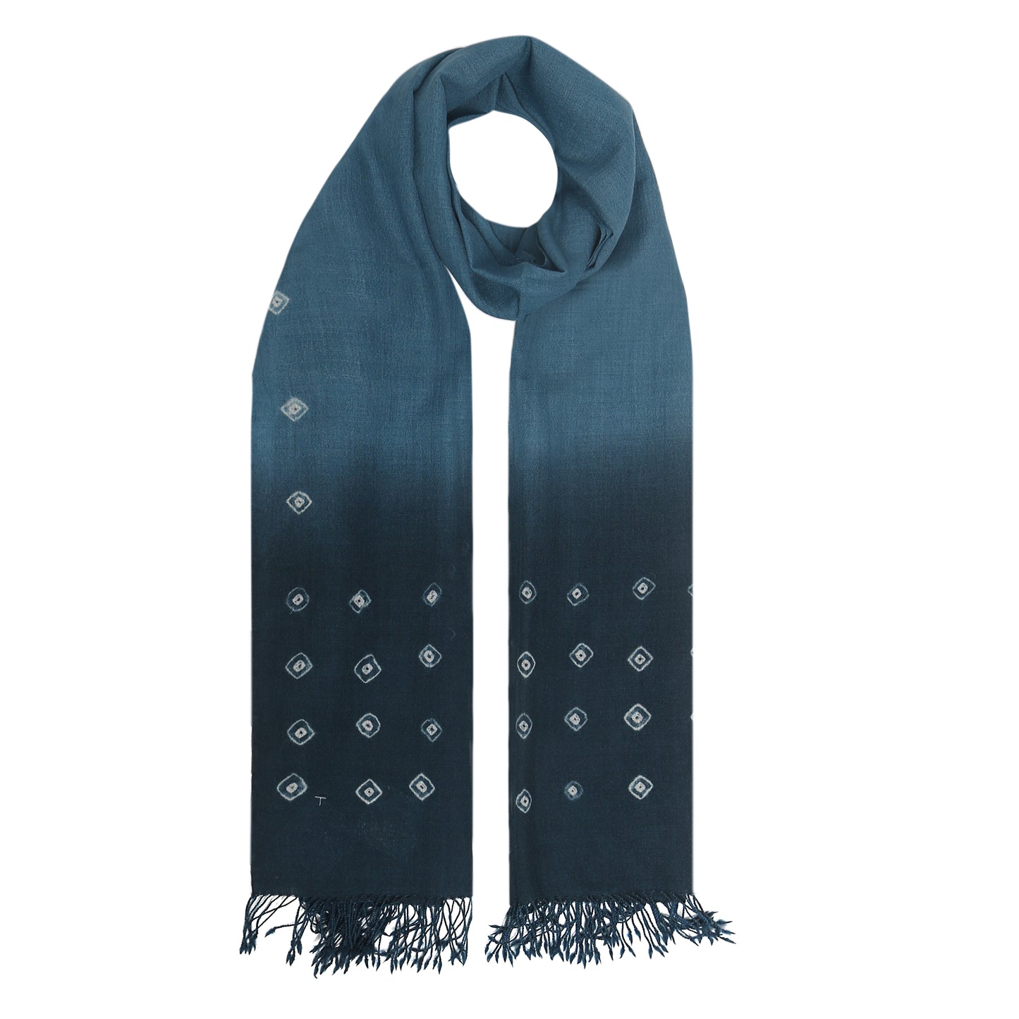 Merino Wool Blue Jay & Timber Green Handwoven Scarf - Merino Wool Scarves Australia