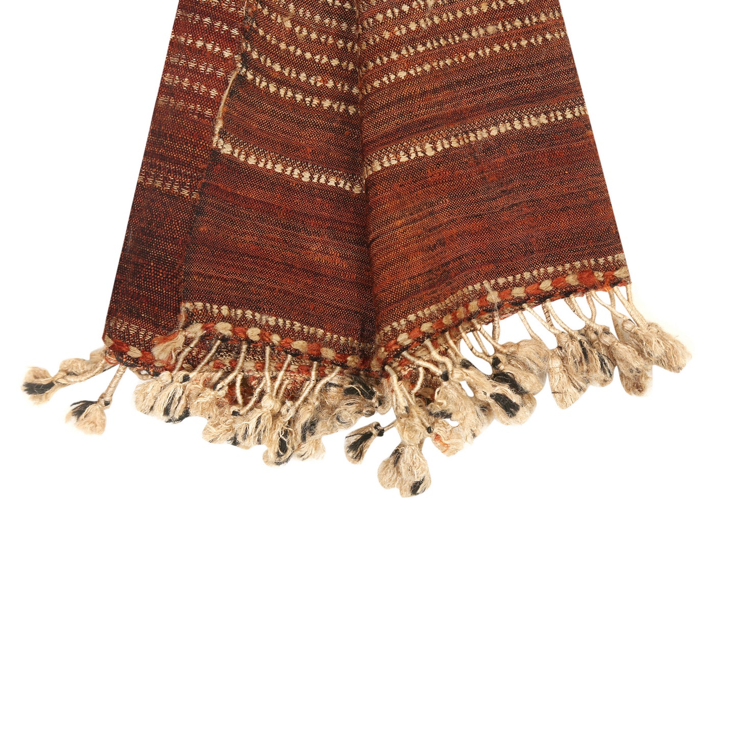 Coffee Bean Handwoven Scarf in Fine Australian Merino Wool & Tussar Silk - Merino Wool Scarves