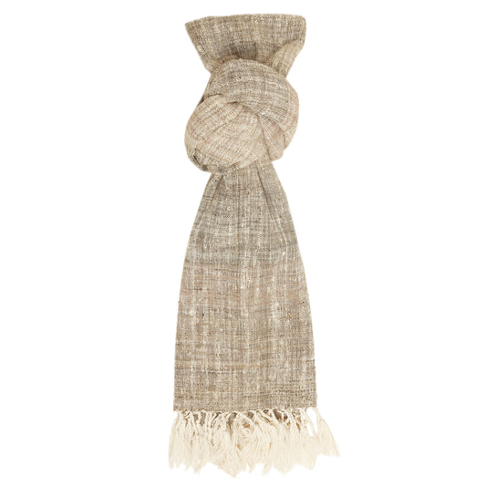 Eri Silk Soft Amber and Taupe Handwoven Natural Dyed Scarf - Silk Scarves Australia