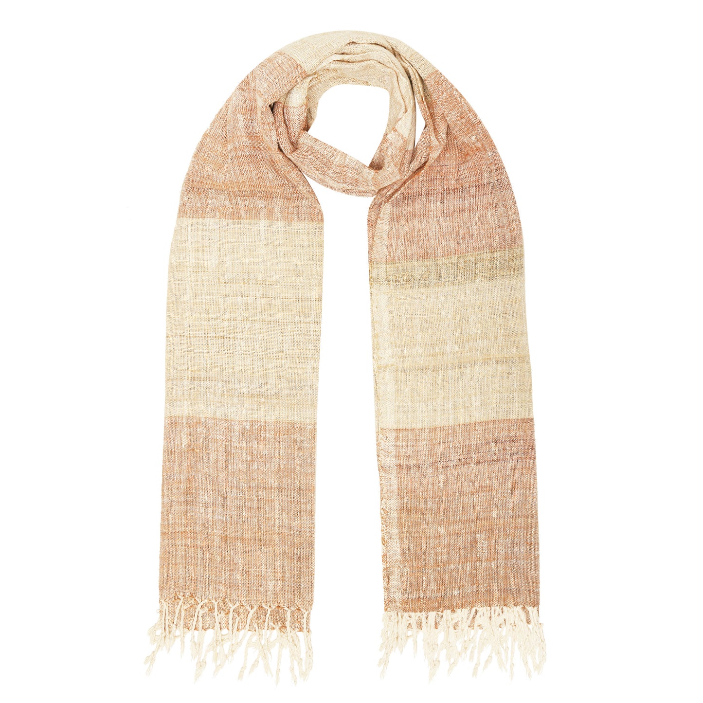 Eri Silk Mocha and Desert Sand  Handwoven Natural Dyed Scarf - Silk Scarves Australia