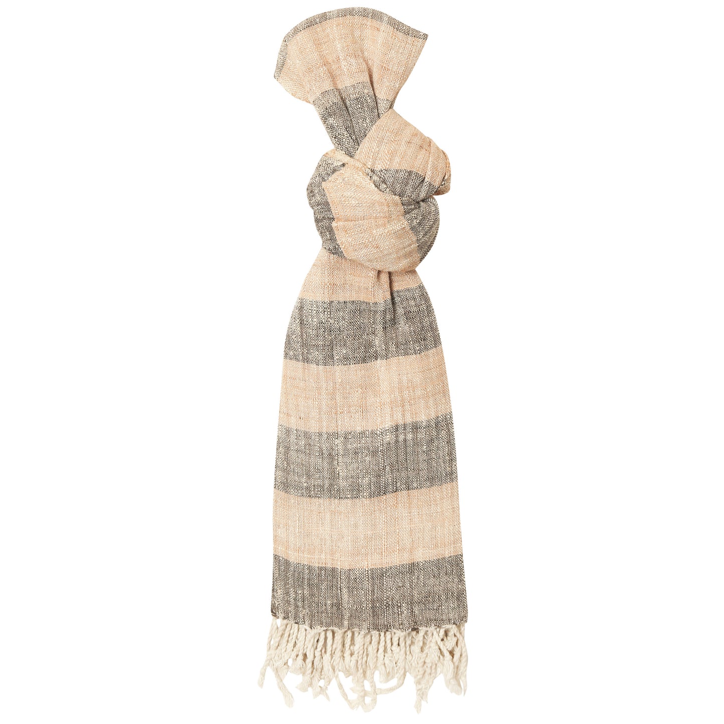 Eri Silk Blush and Foggy Grey Handwoven Natural Dyed Scarf - Silk Scarves Australia