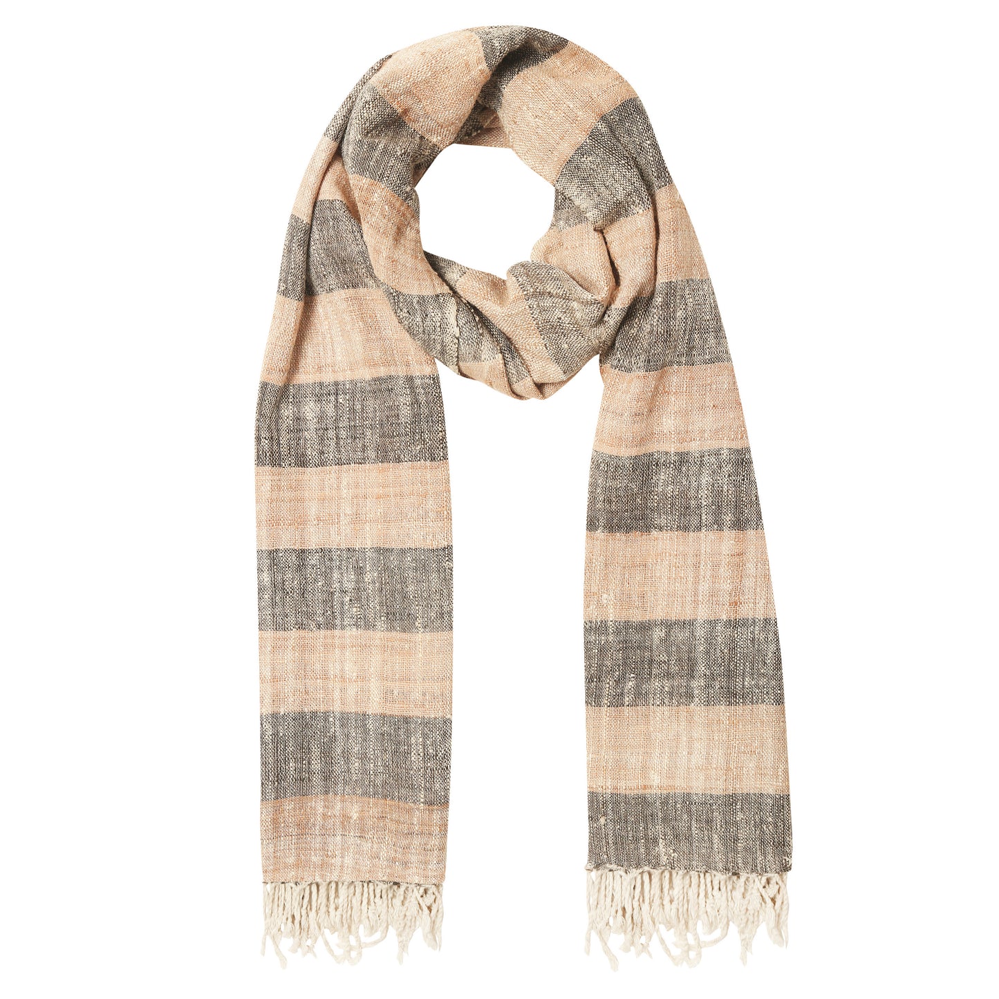 Eri Silk Blush and Foggy Grey Handwoven Natural Dyed Scarf - Silk Scarves Australia