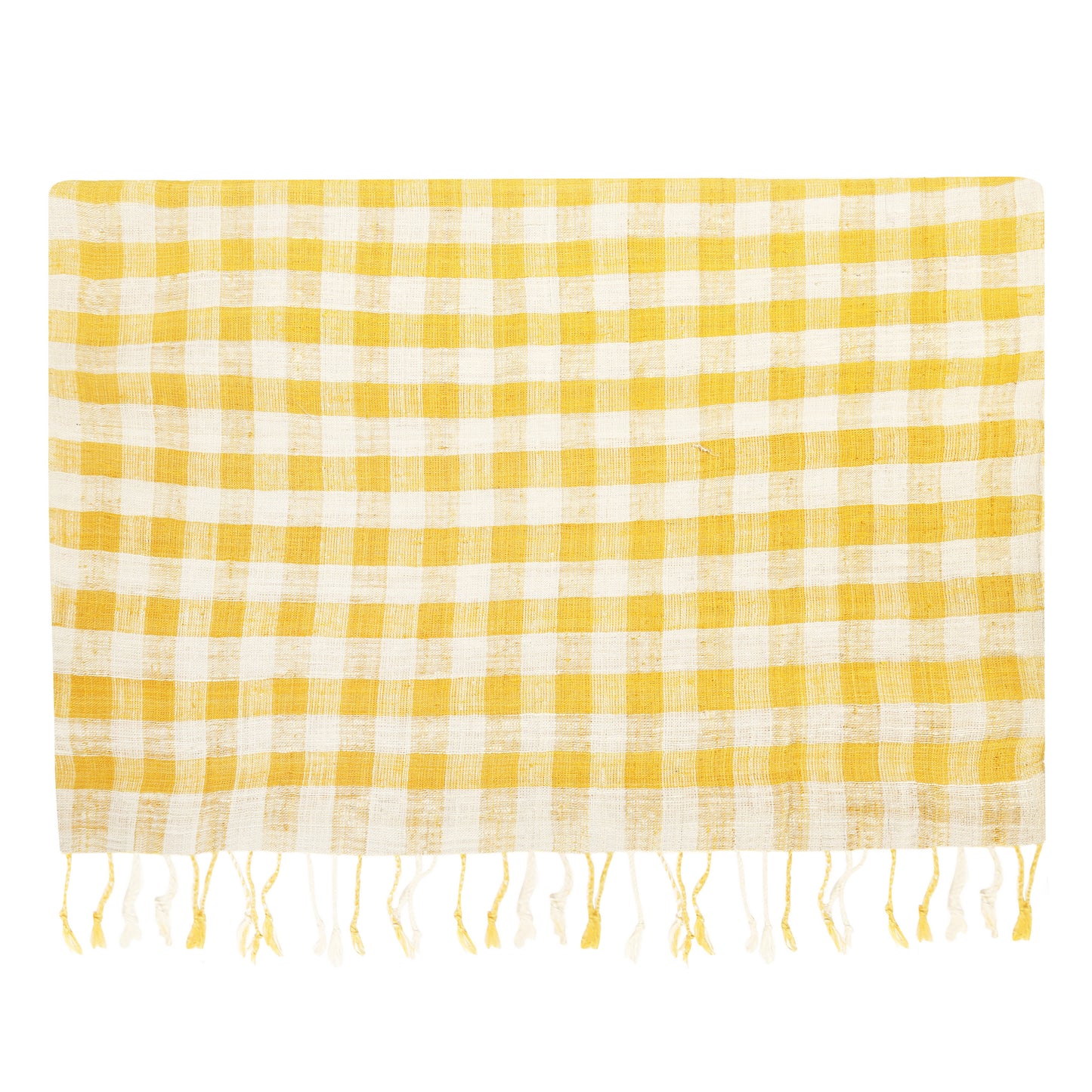 Eri Silk Sunglow and Beige Check Handwoven Natural Dyed Scarf - White Silk Scarves