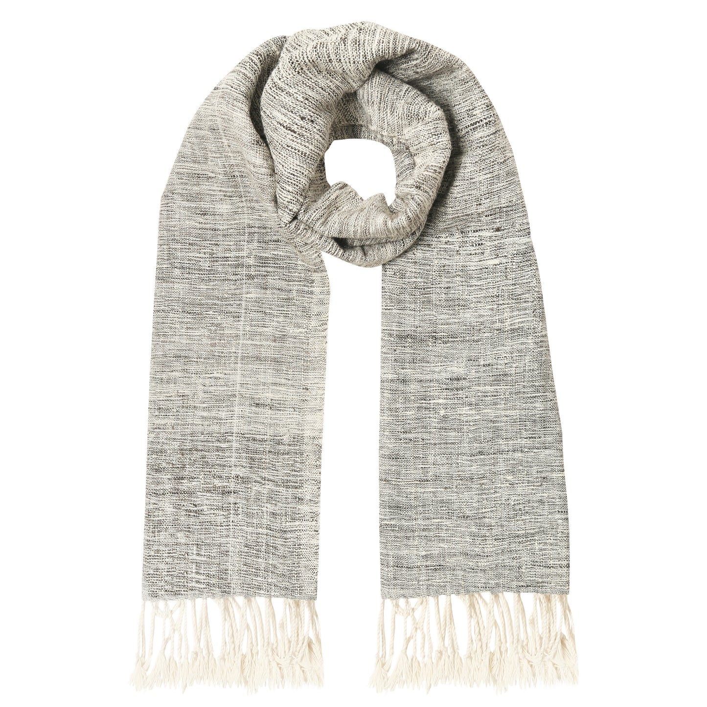 Eri Silk White Smoke and Oslo Grey Handwoven Natural Dyed Scarf - Plain Silk Scarves Australia