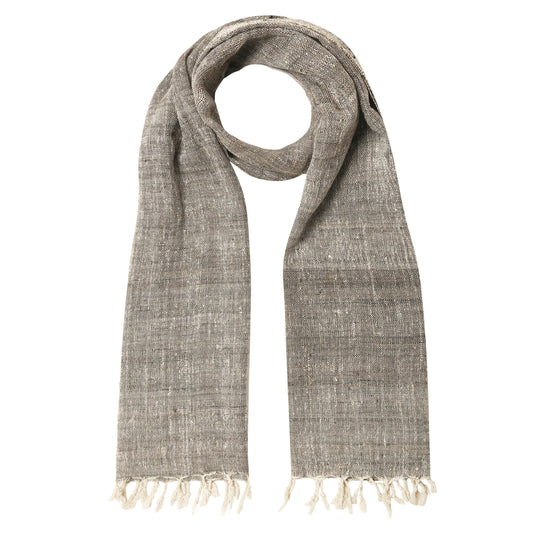 Eri Silk Natural Grey Handwoven Natural Dyed Scarf - Grey Silk Scarves