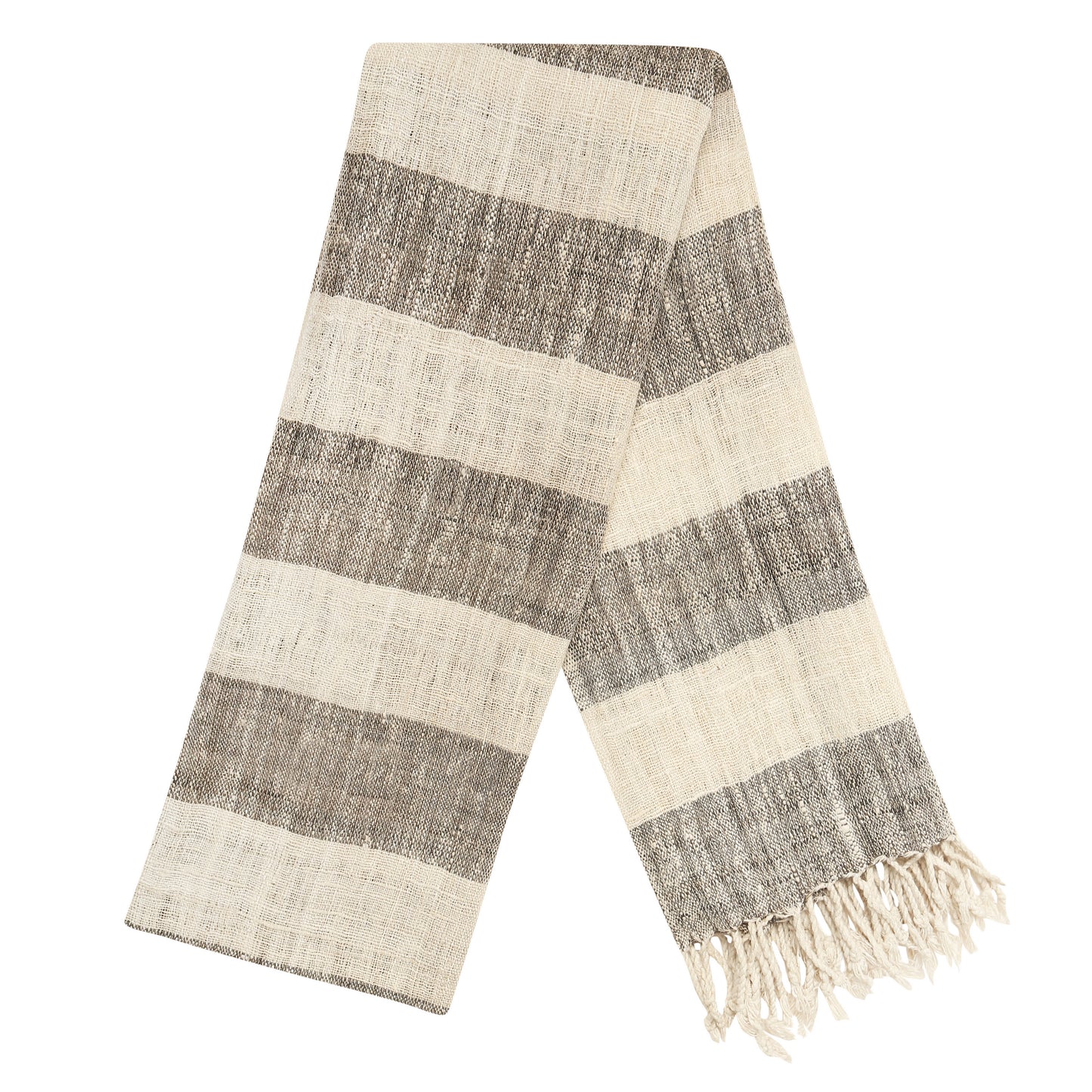 Eri Silk Taupe and Almond Handwoven Natural Dyed Scarf - Silk Scarves Australia