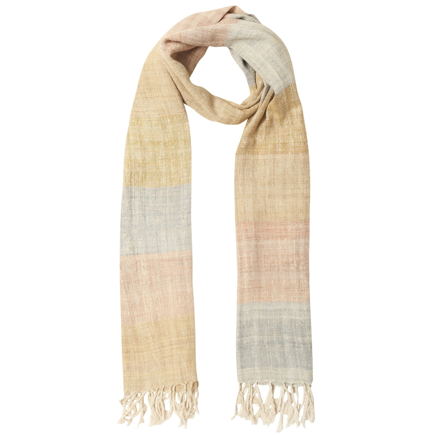 Eri Silk Brandy Tumbleweed Bronco Multicolored  Handwoven Natural Dyed Scarf - Handwoven Silk Scarves Australia