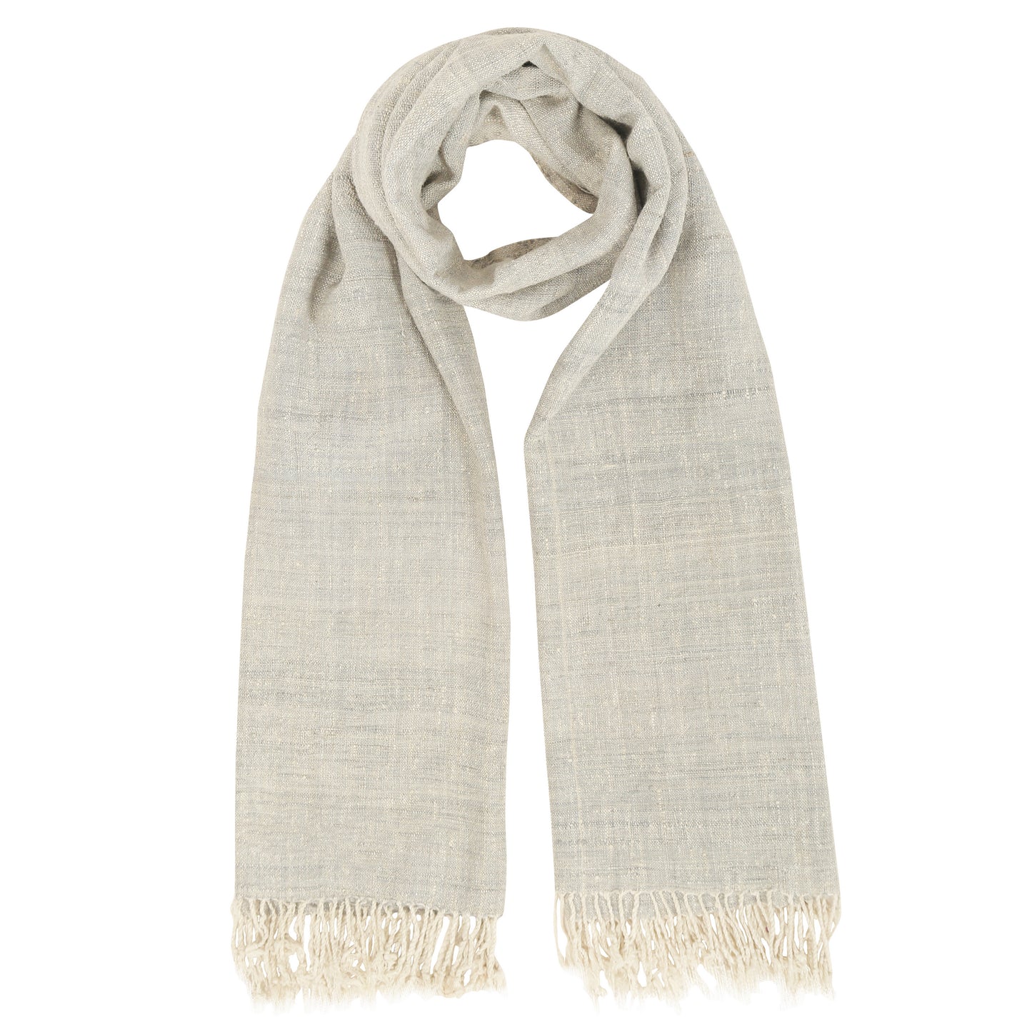 Eri Silk Foggy Grey and Aluminium Handwoven Natural Dyed Scarf - Plain Silk Scarves Australia