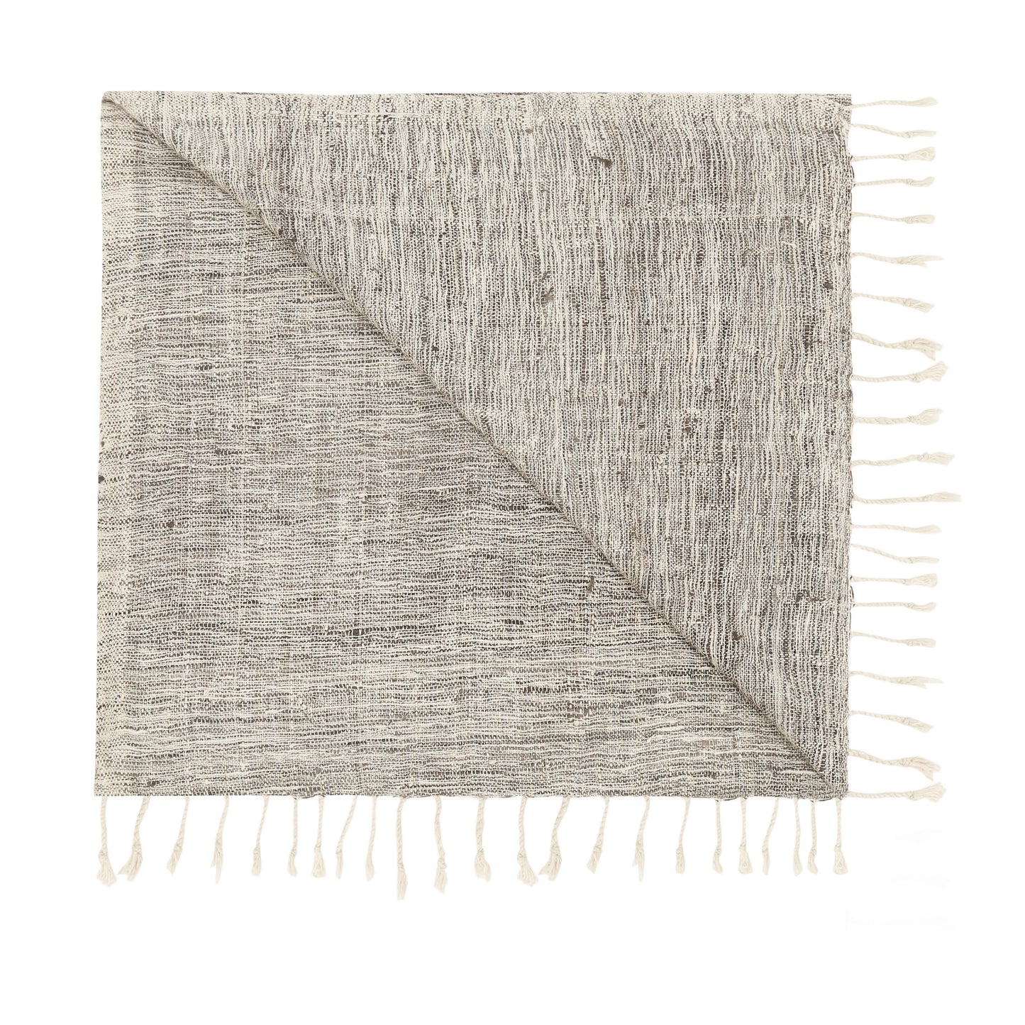 Eri Silk Taupe and Platinum Handwoven Natural Dyed Scarf - Grey Silk Scarves