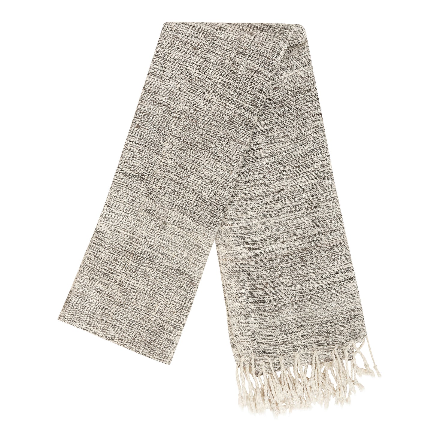 Eri Silk Taupe and Platinum Handwoven Natural Dyed Scarf - Grey Silk Scarves