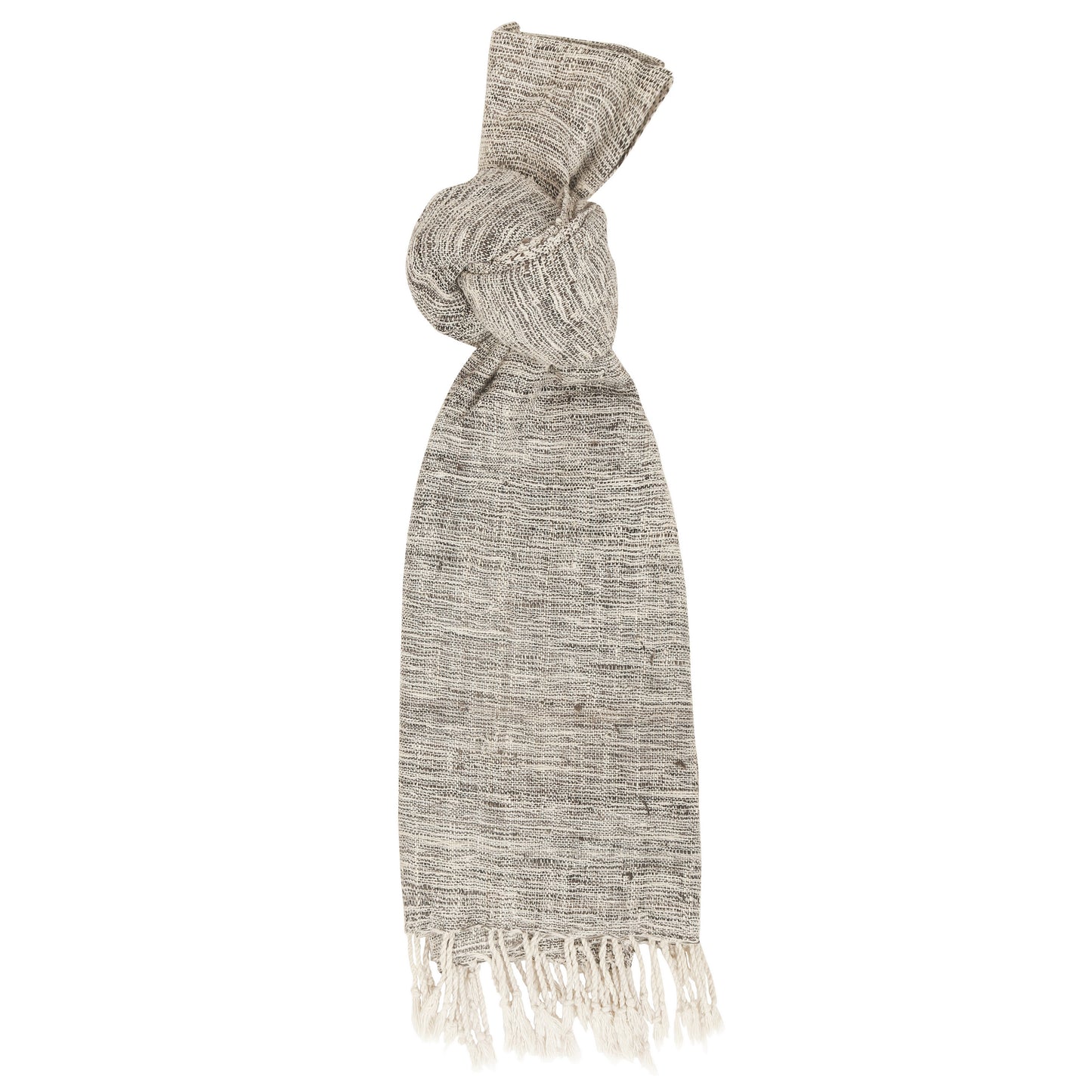 Eri Silk Taupe and Platinum Handwoven Natural Dyed Scarf - Grey Silk Scarves