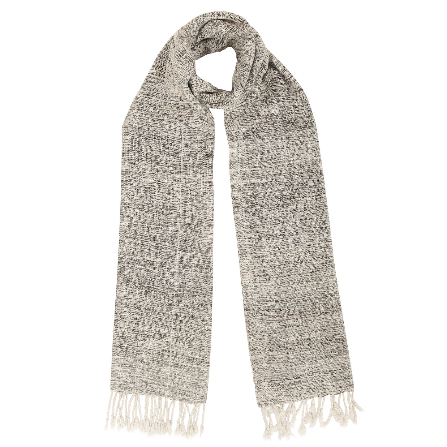 Eri Silk Taupe and Platinum Handwoven Natural Dyed Scarf - Grey Silk Scarves