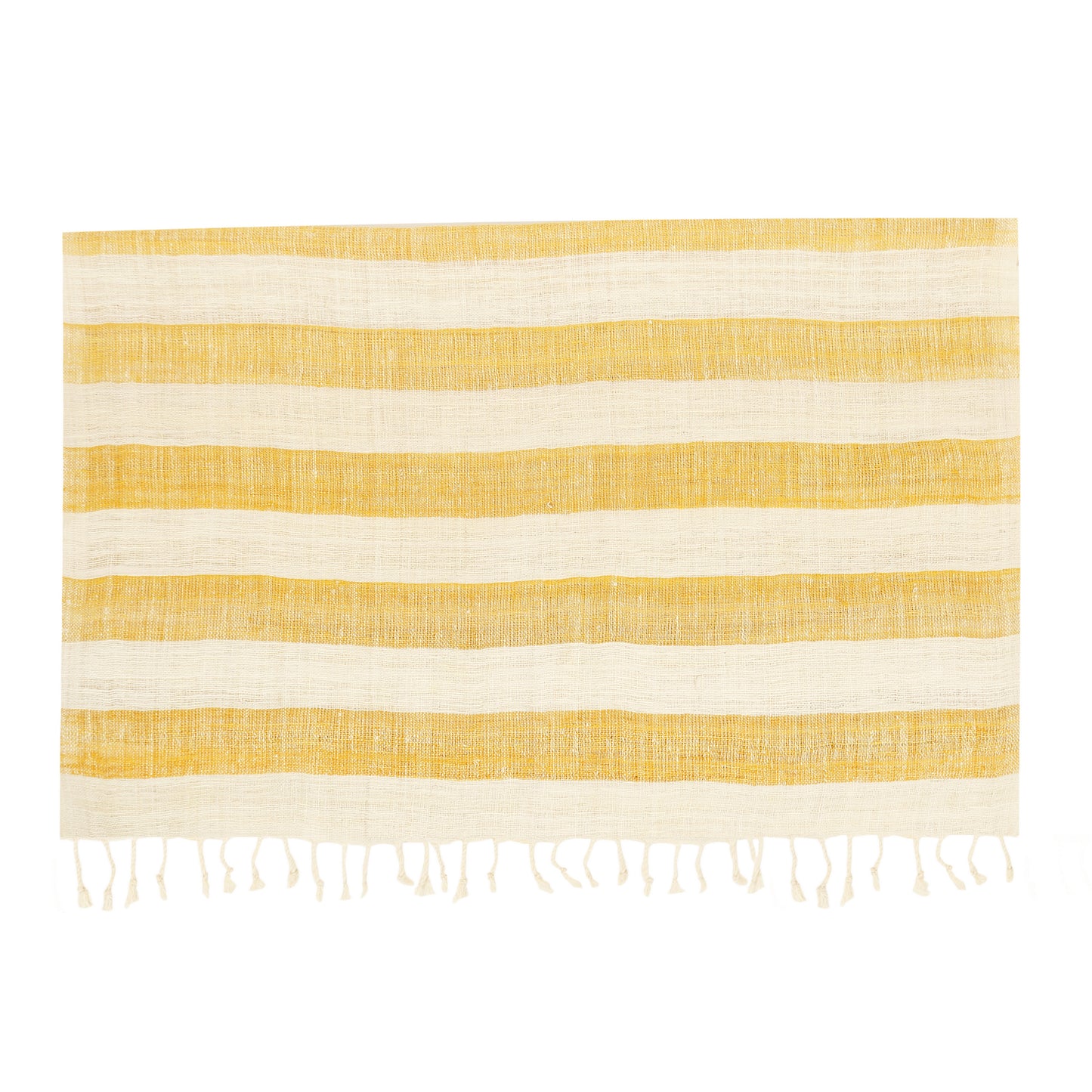 Eri Silk Golden Glow and Wheatfield Striped Handwoven Natural Dyed Scarf - Silk Scarves Australia