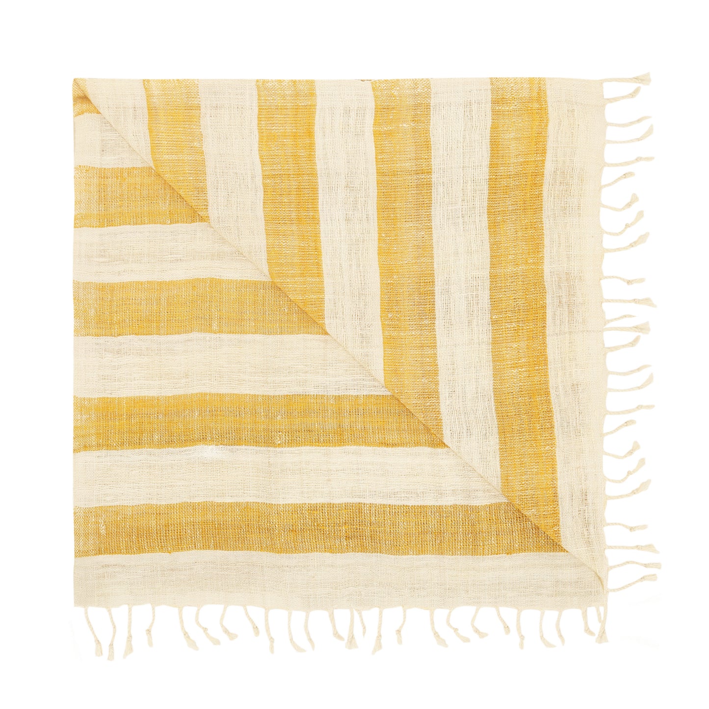 Eri Silk Golden Glow and Wheatfield Striped Handwoven Natural Dyed Scarf - Silk Scarves Australia