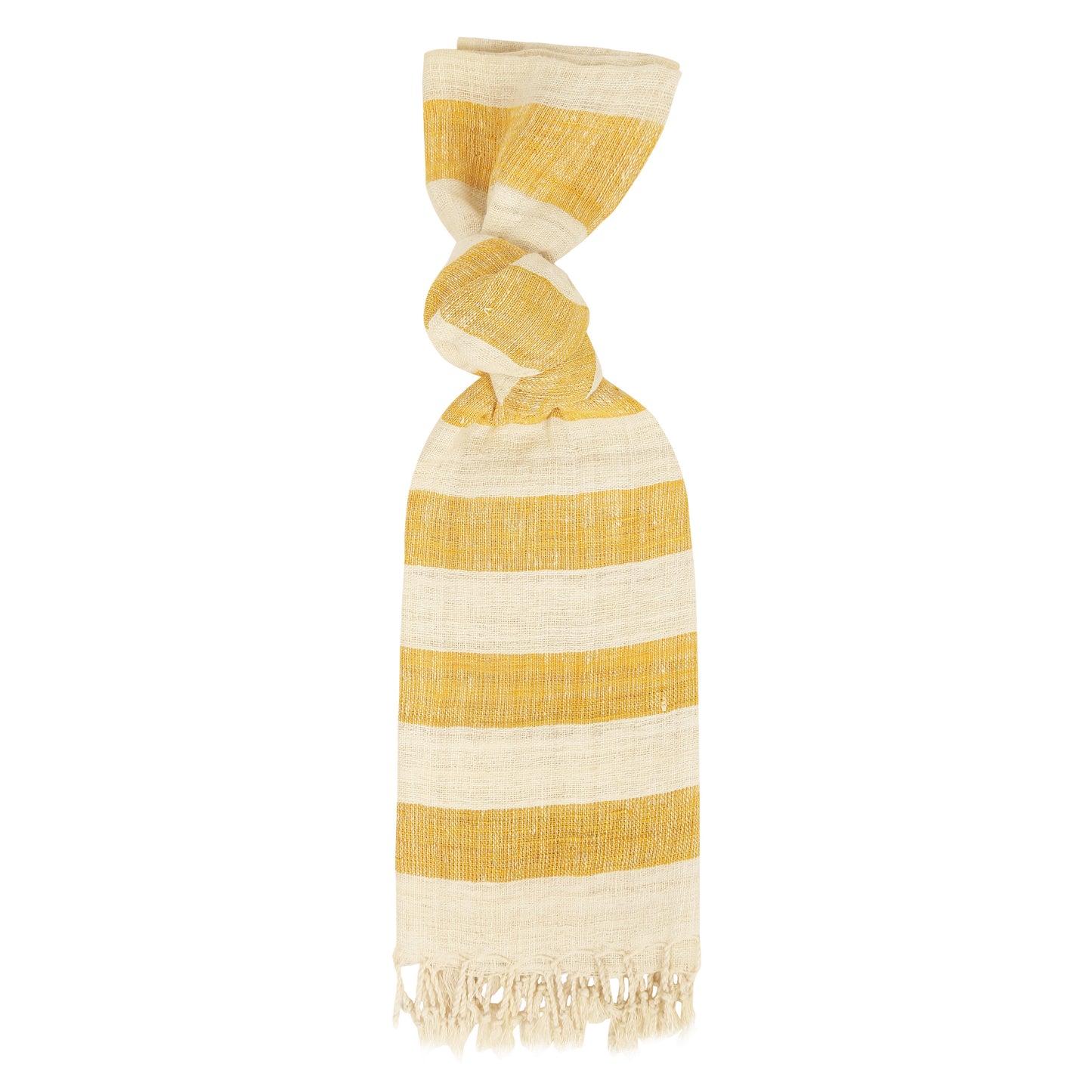 Eri Silk Golden Glow and Wheatfield Striped Handwoven Natural Dyed Scarf - Silk Scarves Australia