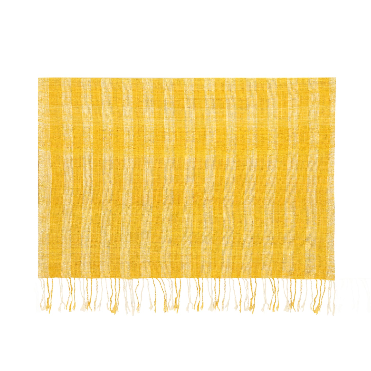 Eri Silk Gold Tips Striped Handwoven Natural Dyed Scarf - Pure Silk Scarves Australia