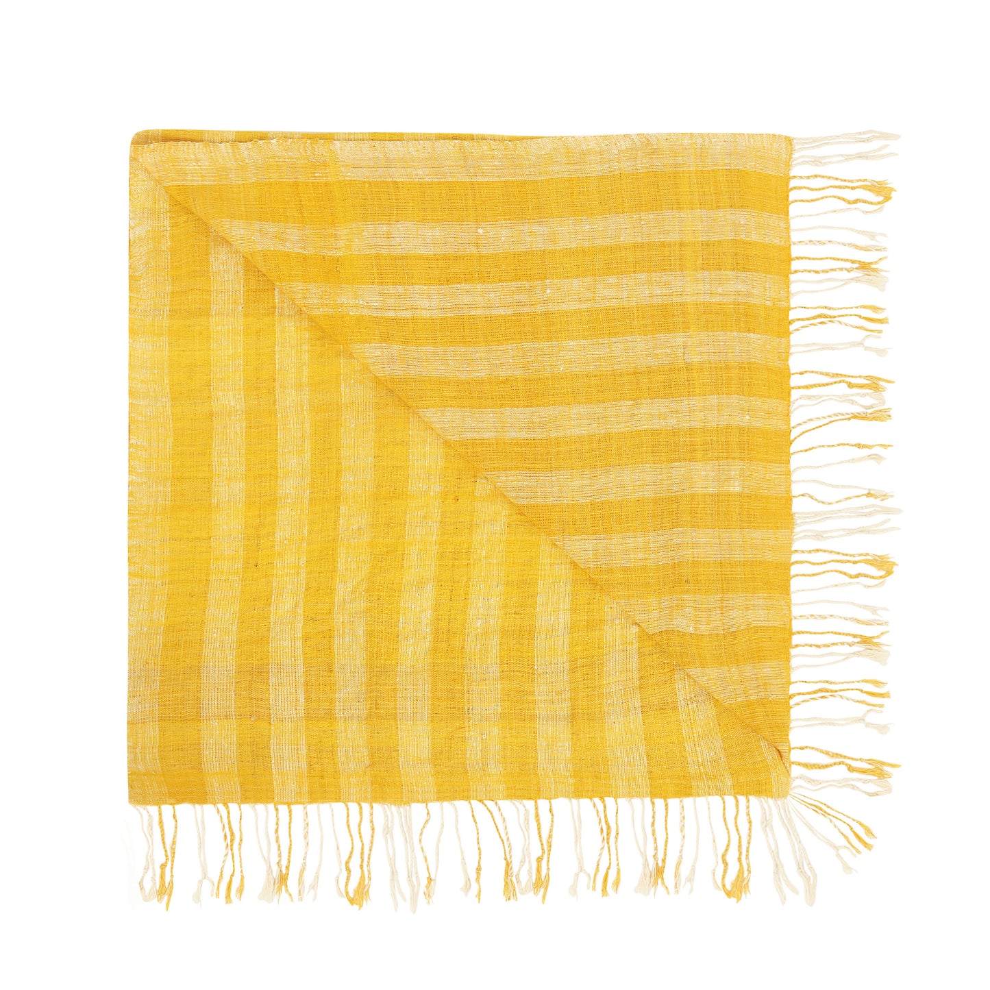 Eri Silk Gold Tips Striped Handwoven Natural Dyed Scarf - Pure Silk Scarves Australia