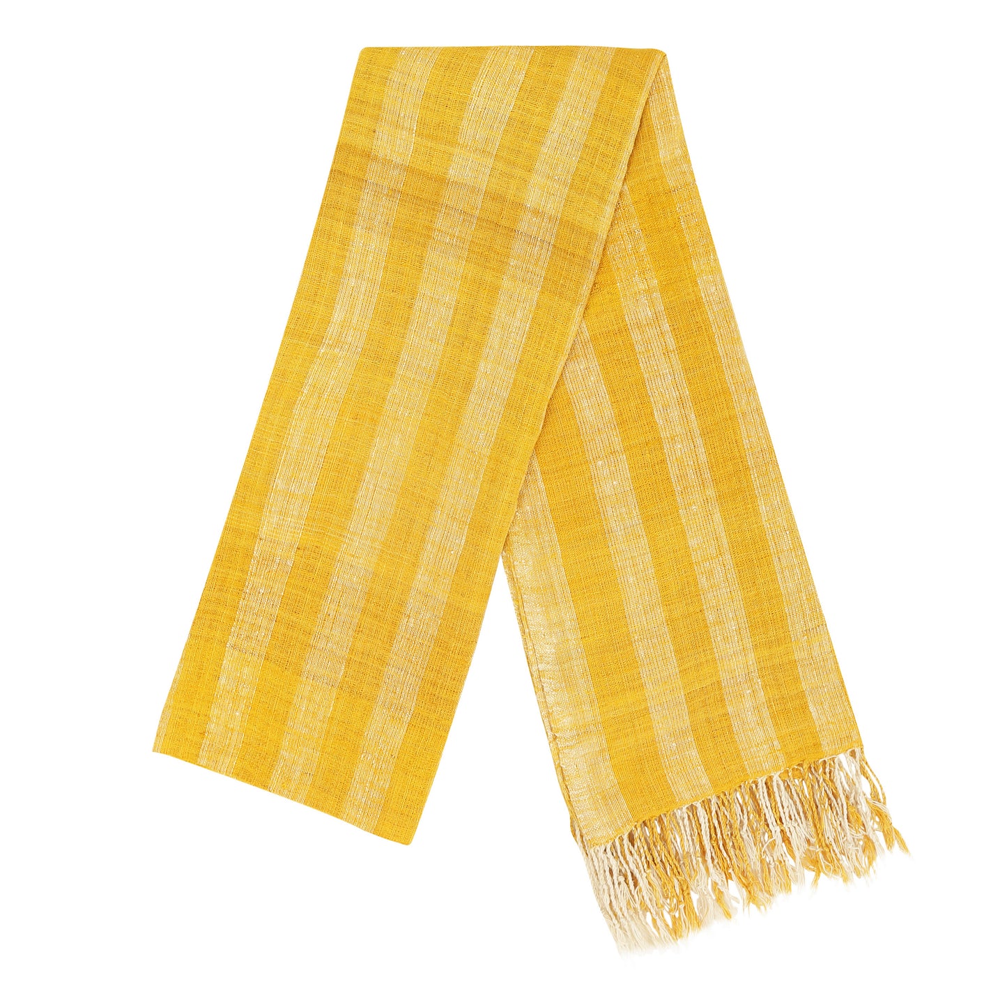 Eri Silk Gold Tips Striped Handwoven Natural Dyed Scarf - Pure Silk Scarves Australia