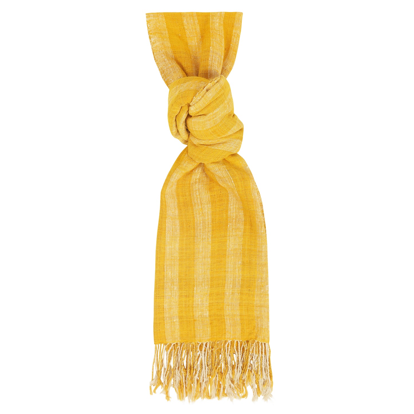 Eri Silk Gold Tips Striped Handwoven Natural Dyed Scarf - Pure Silk Scarves Australia