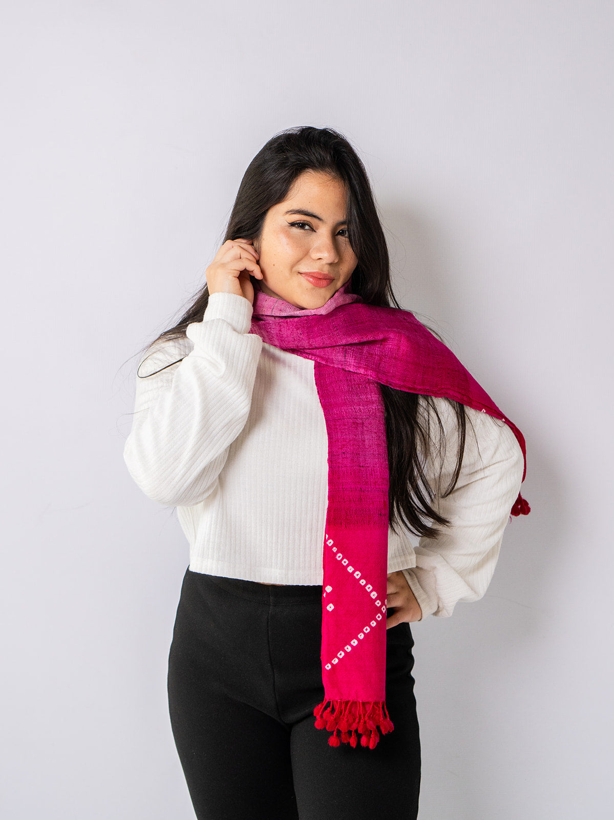 Pink Lemonade Handwoven Scarf in Fine Australian Merino Wool & Tussar Silk - Merino Wool Scarves