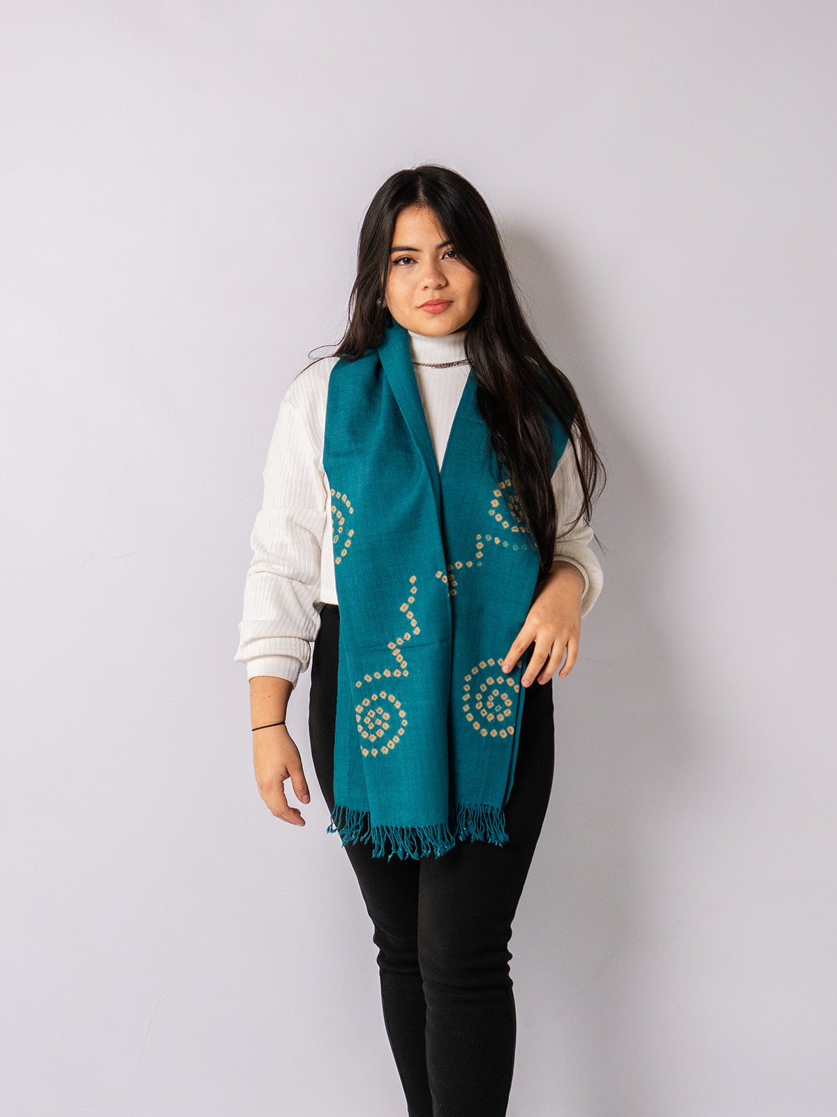 Merino Wool Faded Jade Handwoven Scarf - Merino Wool Scarves Australia