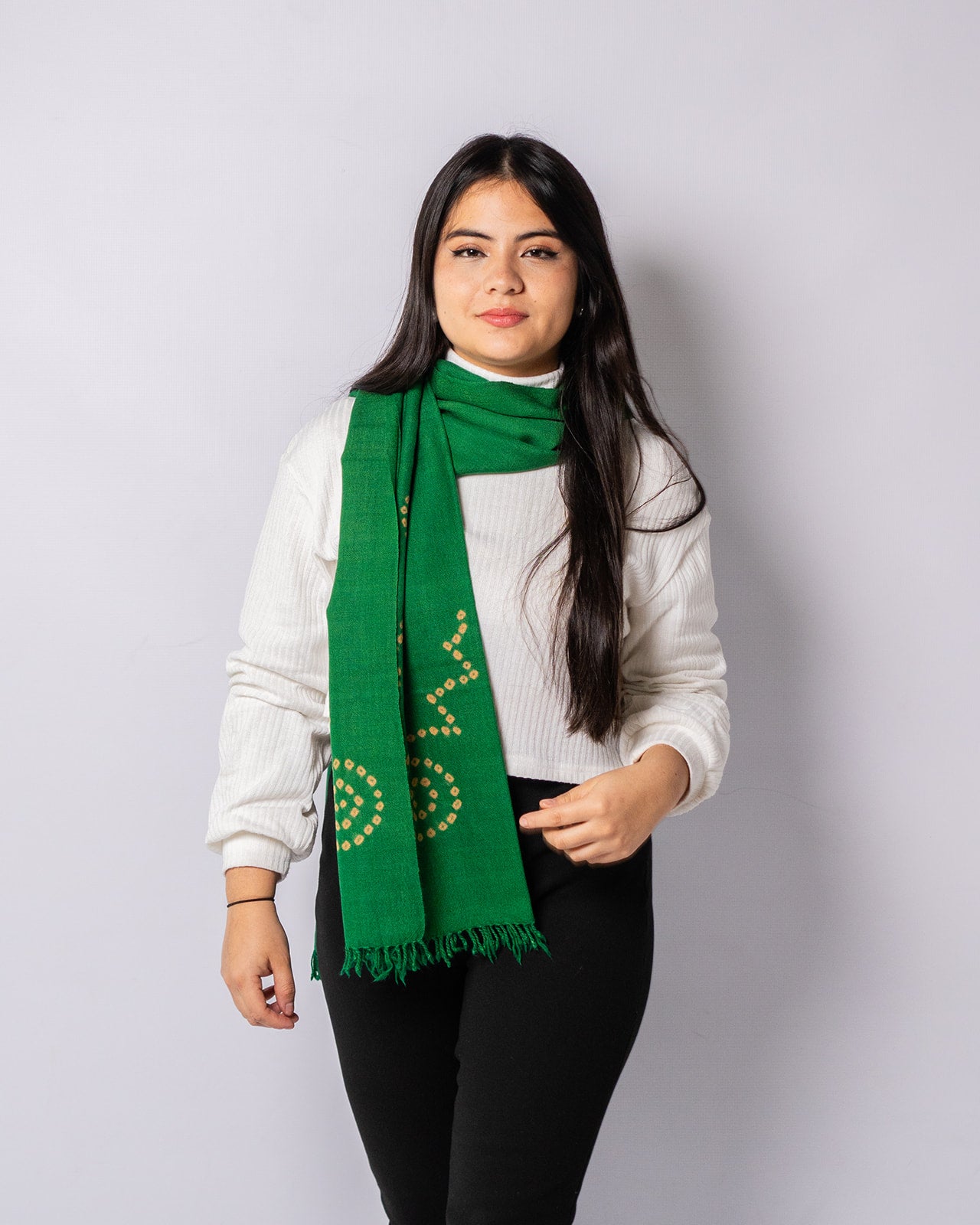 Merino Wool Forest Green Handwoven Scarf - Merino Wool Scarves Australia