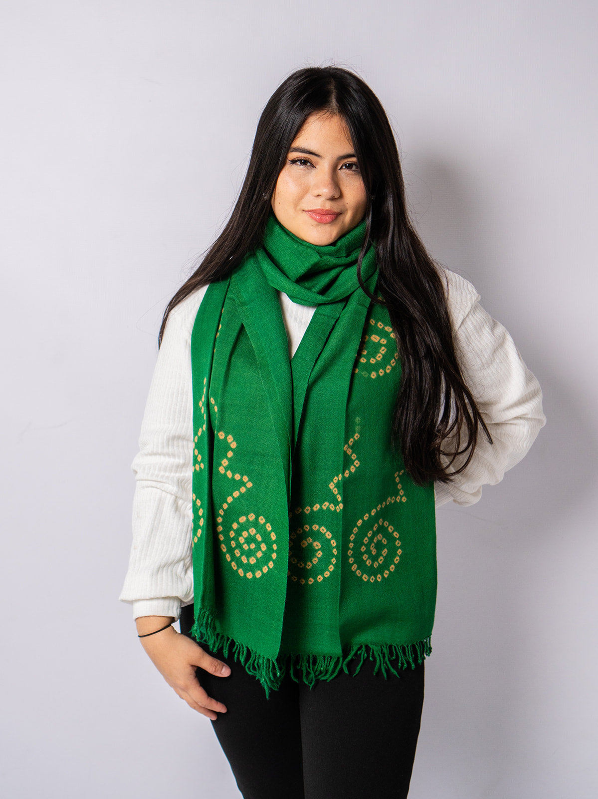 Merino Wool Forest Green Handwoven Scarf - Merino Wool Scarves Australia