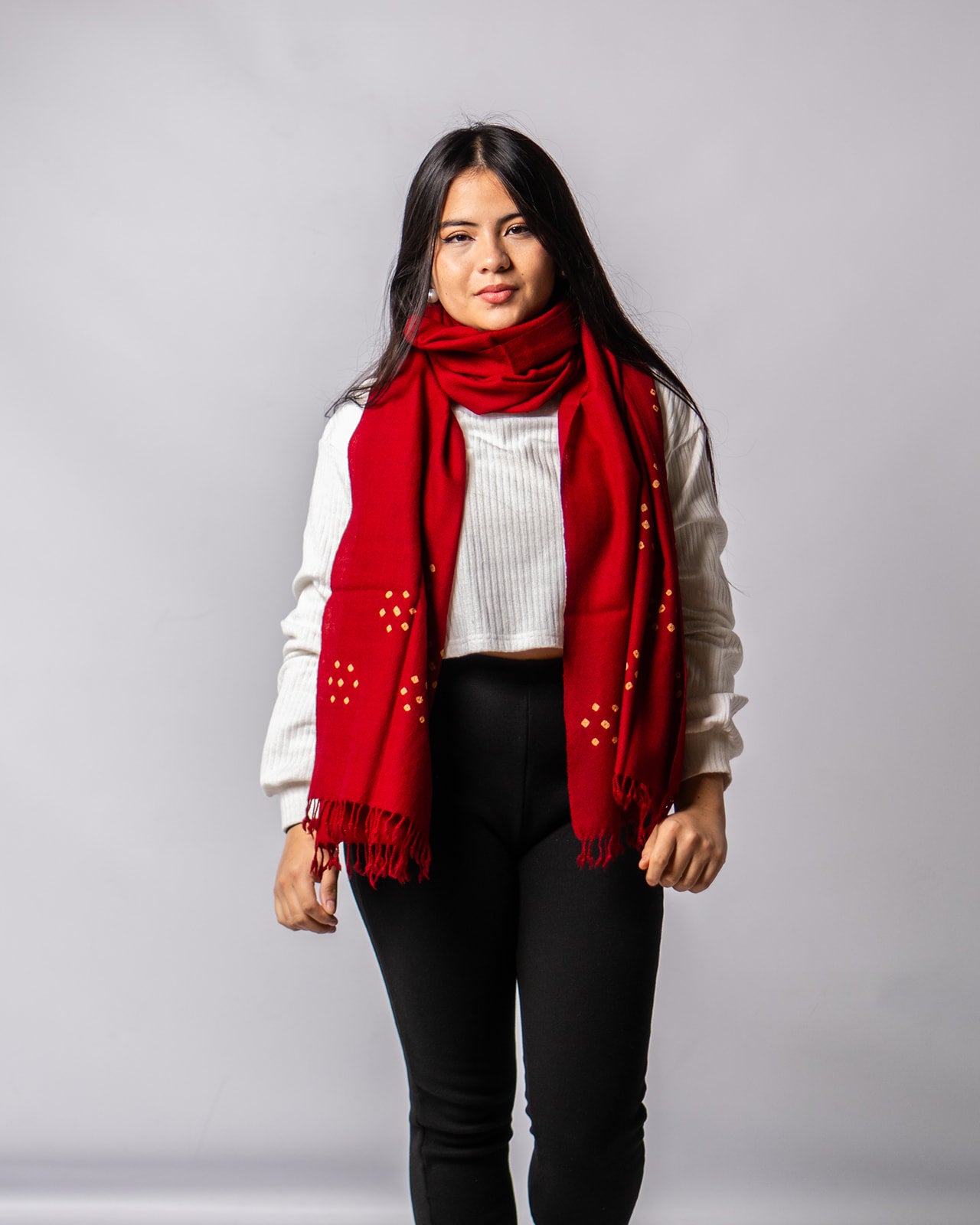 Merino Wool Cornell Red Handwoven Scarf - Merino Wool Scarves Australia