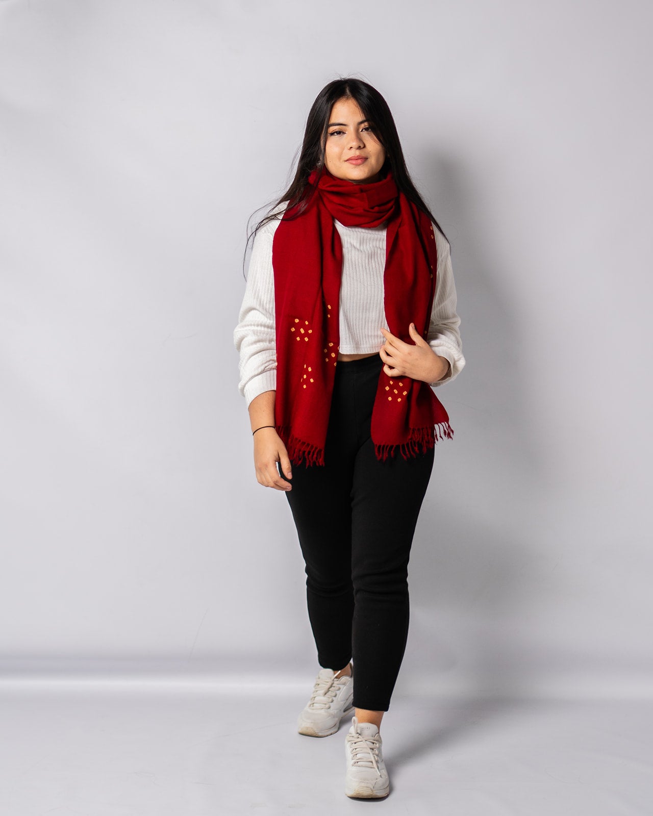 Merino Wool Cornell Red Handwoven Scarf - Merino Wool Scarves Australia