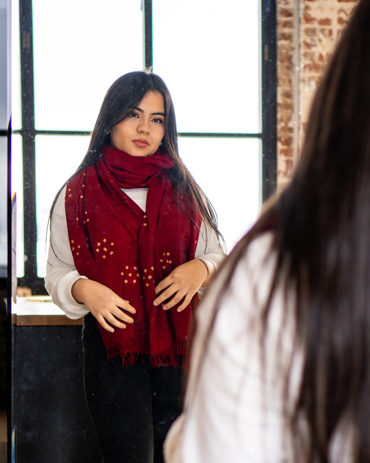 Merino Wool Cornell Red Handwoven Scarf - Merino Wool Scarves Australia