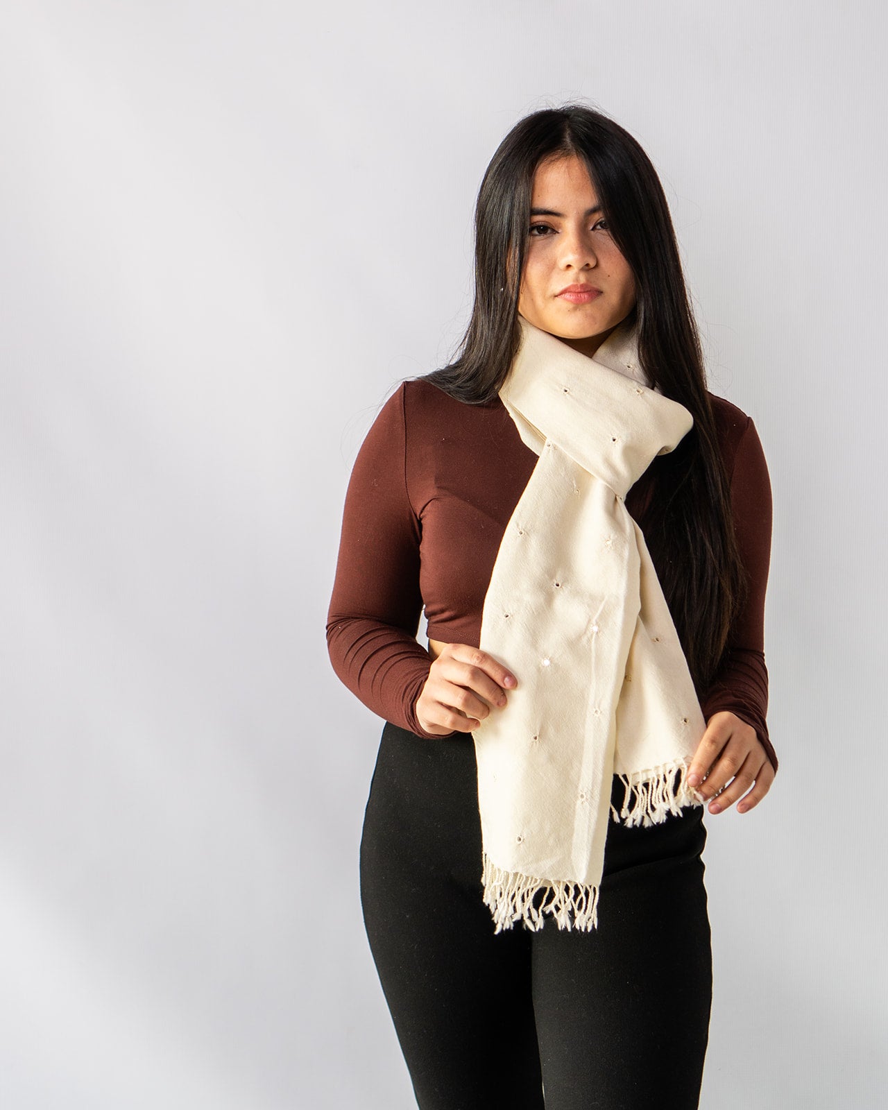 Merino Wool Albescent White Handwoven Scarf - Merino Wool Scarves Australia