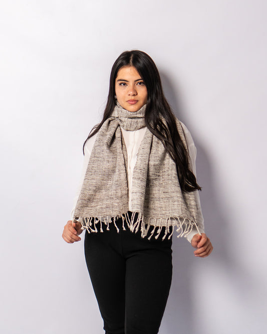 Eri Silk White Smoke and Oslo Grey Handwoven Natural Dyed Scarf - Plain Silk Scarves Australia