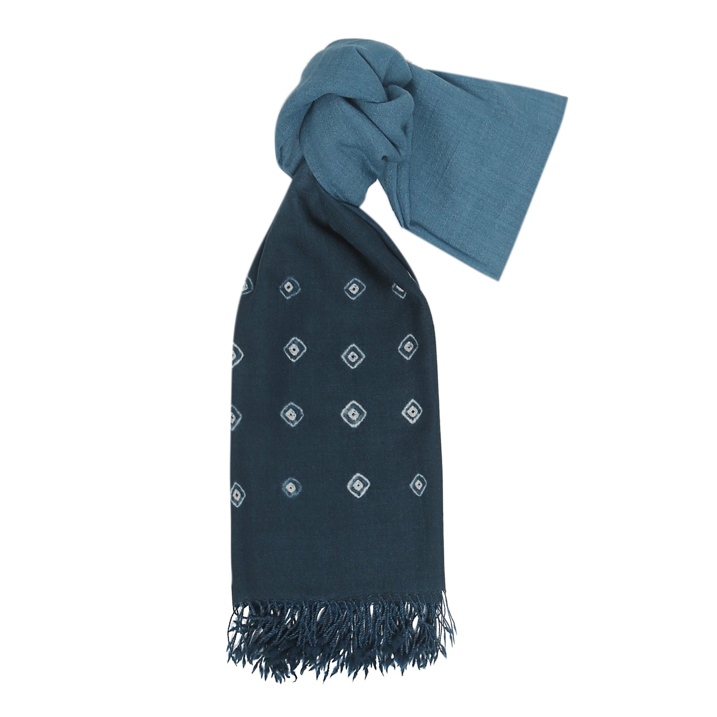 Merino Wool Blue Jay & Timber Green Handwoven Scarf - Merino Wool Scarves Australia