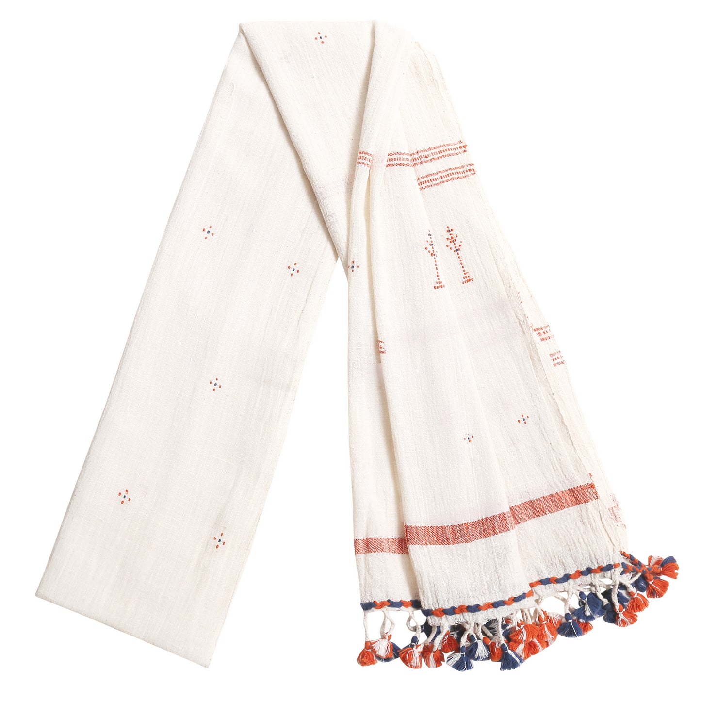 Organic Cotton Soft Peach & Terracotta Handwoven Scarf - Cotton Scarves Australia