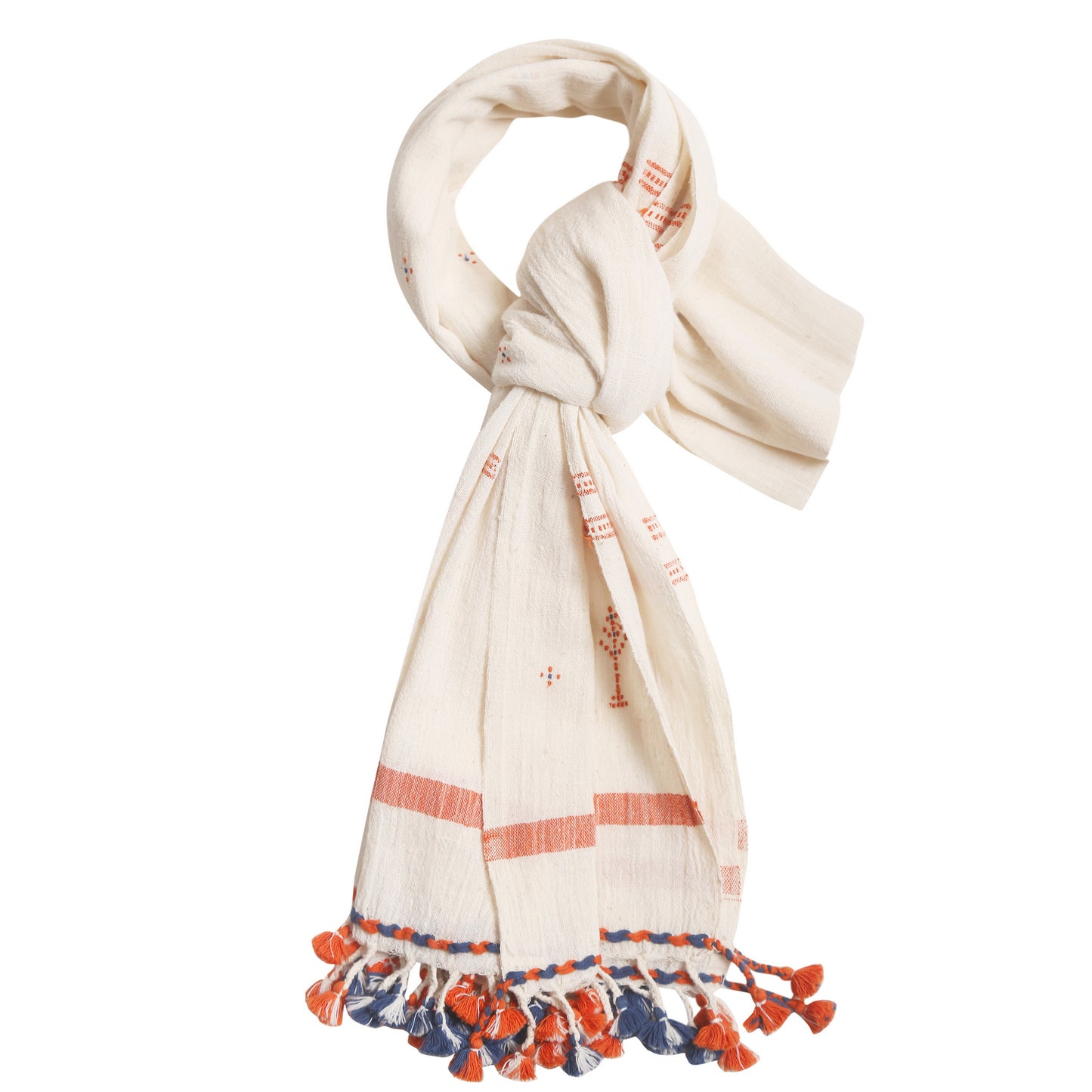 Organic Cotton Soft Peach & Terracotta Handwoven Scarf - Cotton Scarves Australia