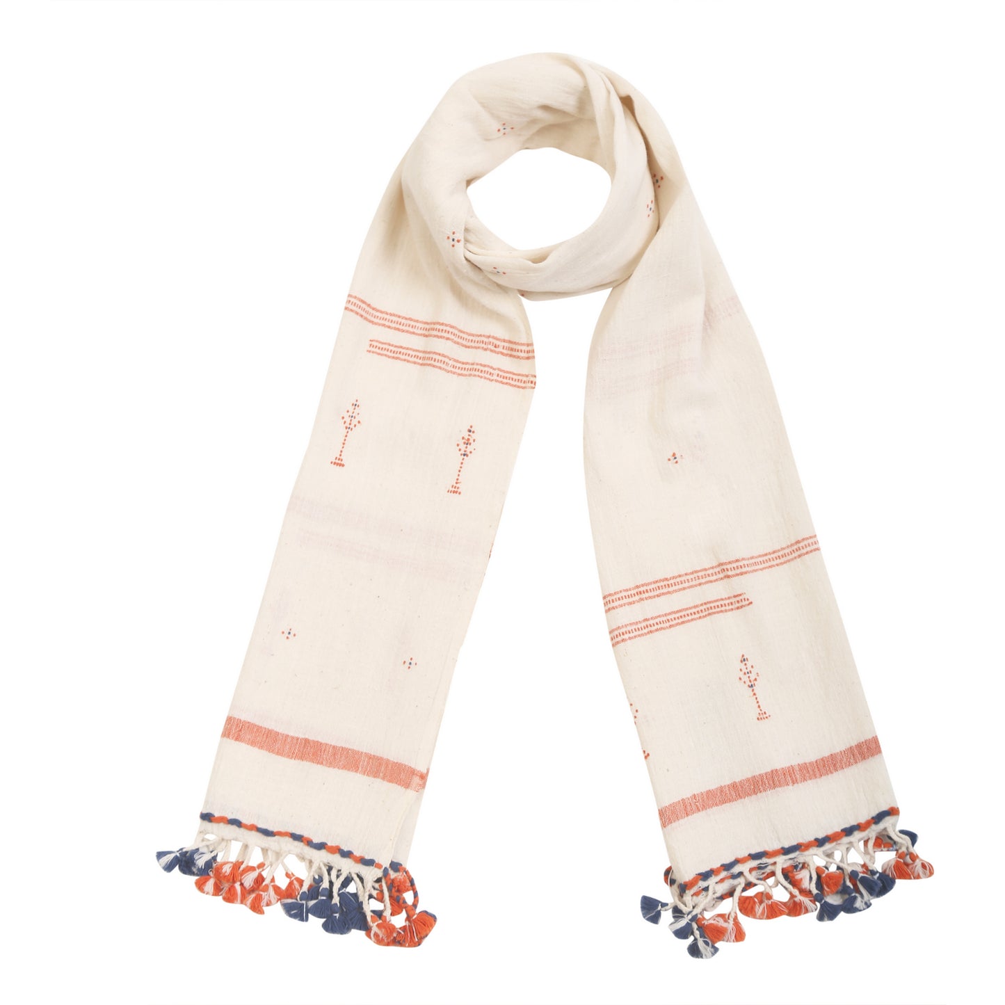 Organic Cotton Soft Peach & Terracotta Handwoven Scarf - Cotton Scarves Australia