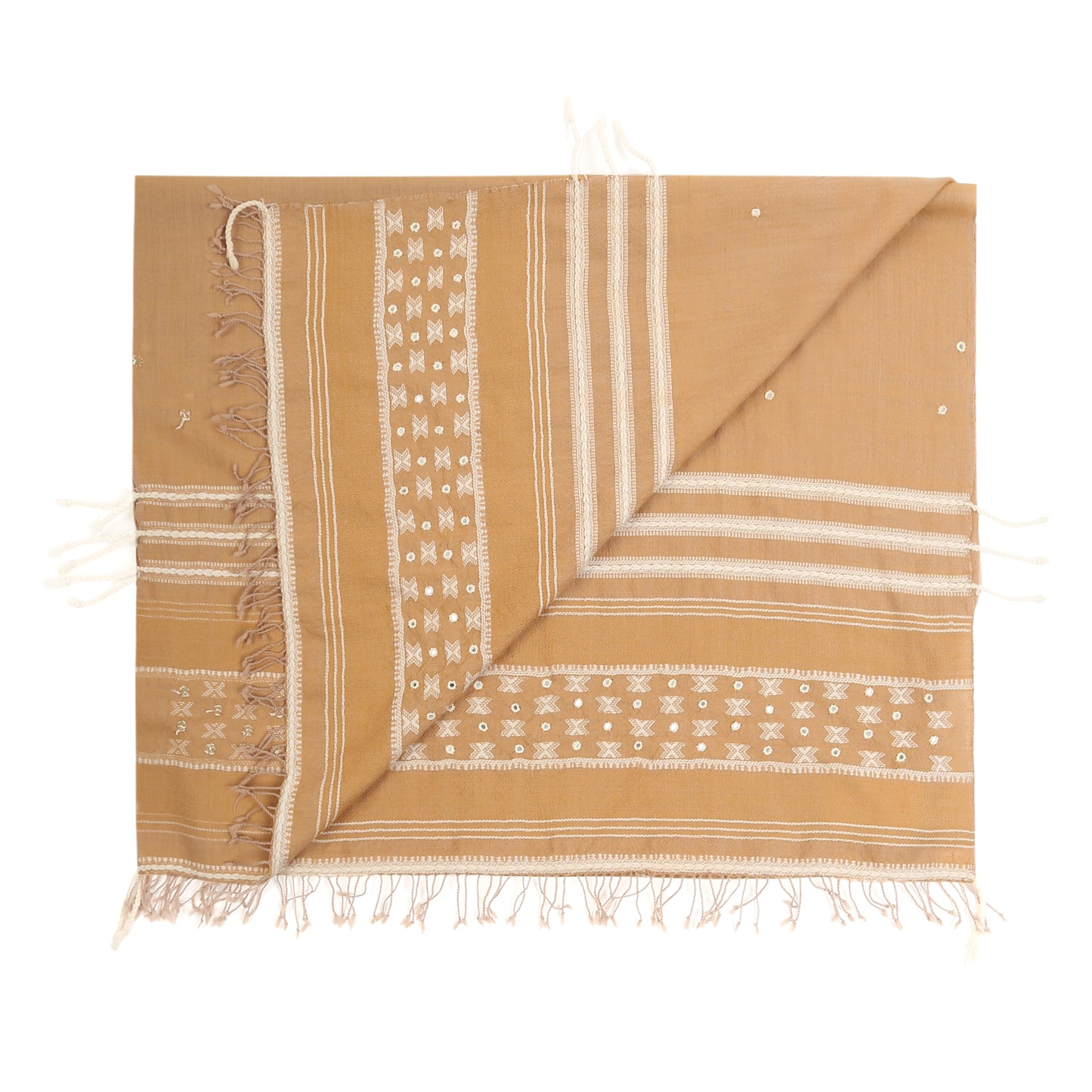 Merino Wool Sand Brown & Vanilla Handwoven Scarf - Merino Wool Scarves Australia