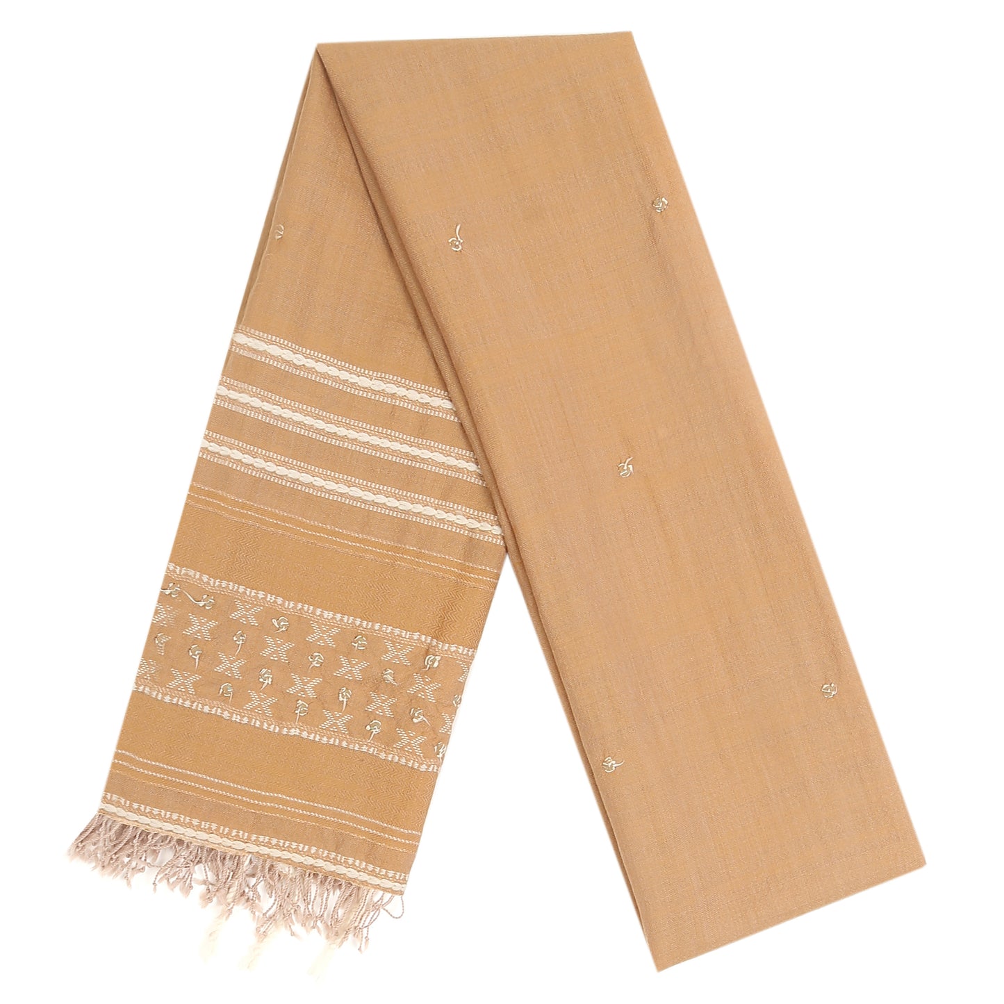 Merino Wool Sand Brown & Vanilla Handwoven Scarf - Merino Wool Scarves Australia