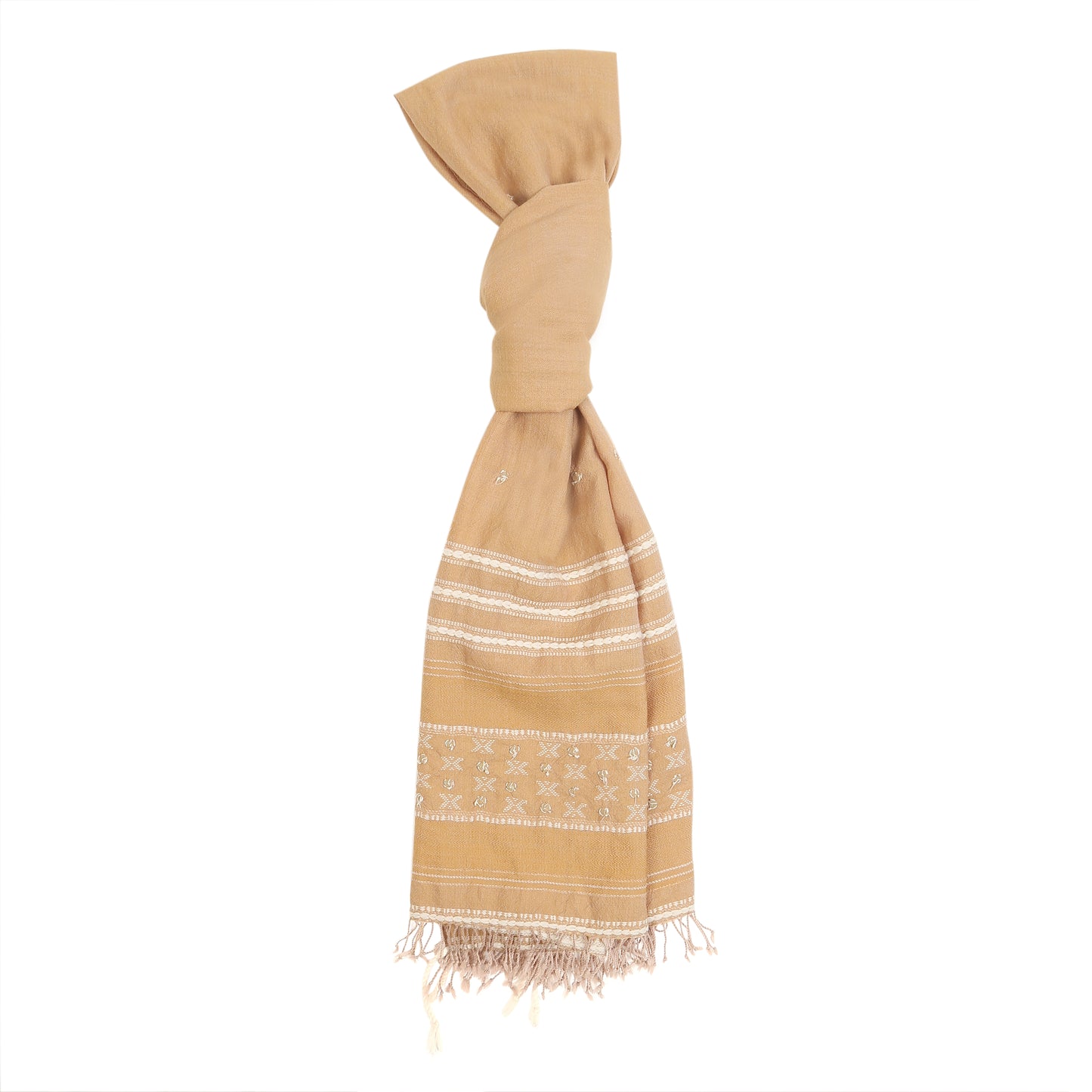 Merino Wool Sand Brown & Vanilla Handwoven Scarf - Merino Wool Scarves Australia