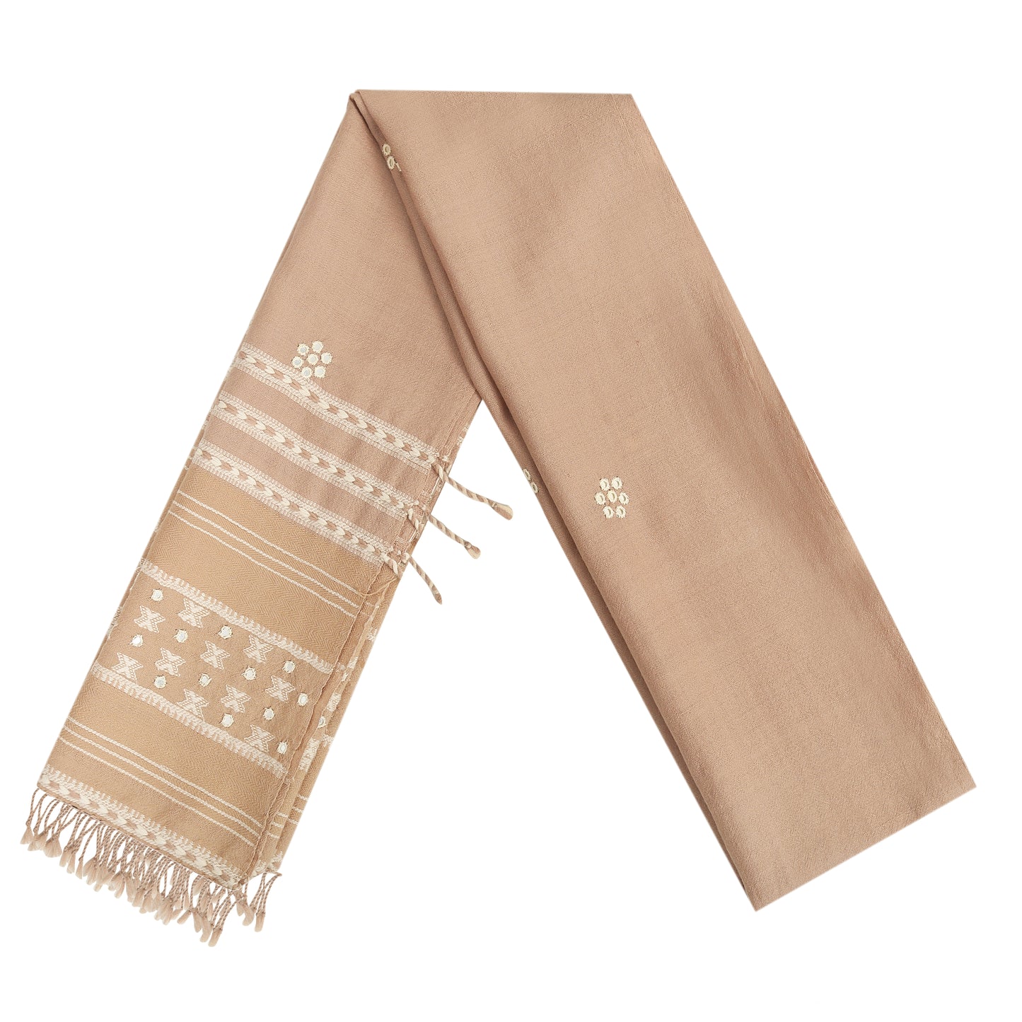 Merino Wool Pale Taupe & Antique White Handwoven Scarf - Merino Wool Scarves Australia