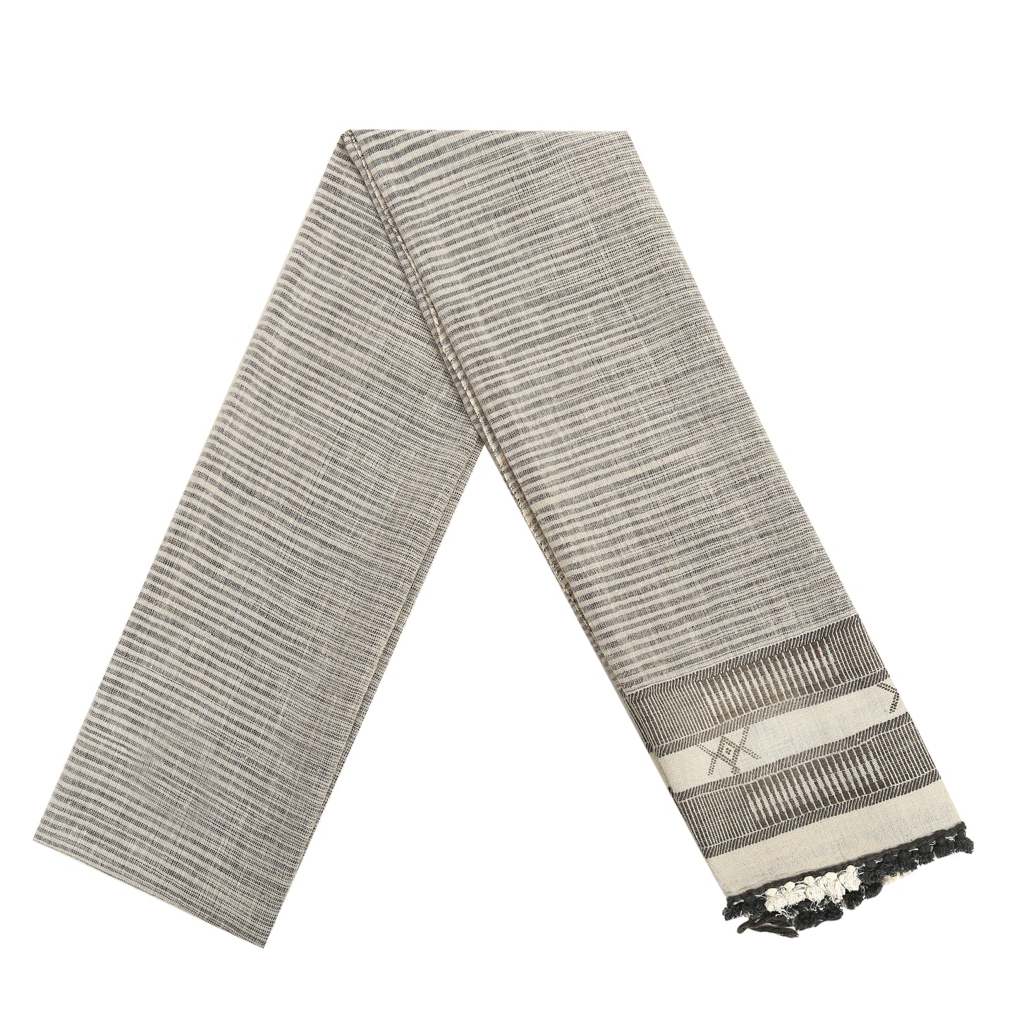 Organic Cotton Pastel Grey & White Rock Handwoven Scarf - Cotton Scarves Australia